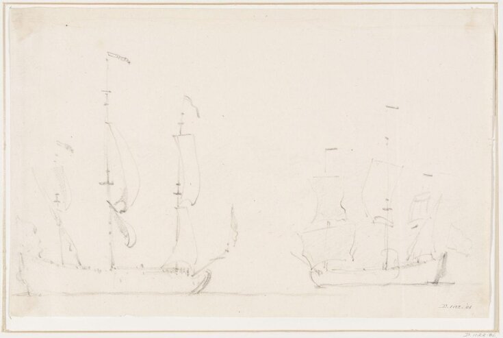 Rough sketch of two ships under sail | Willem van de velde | V&A ...