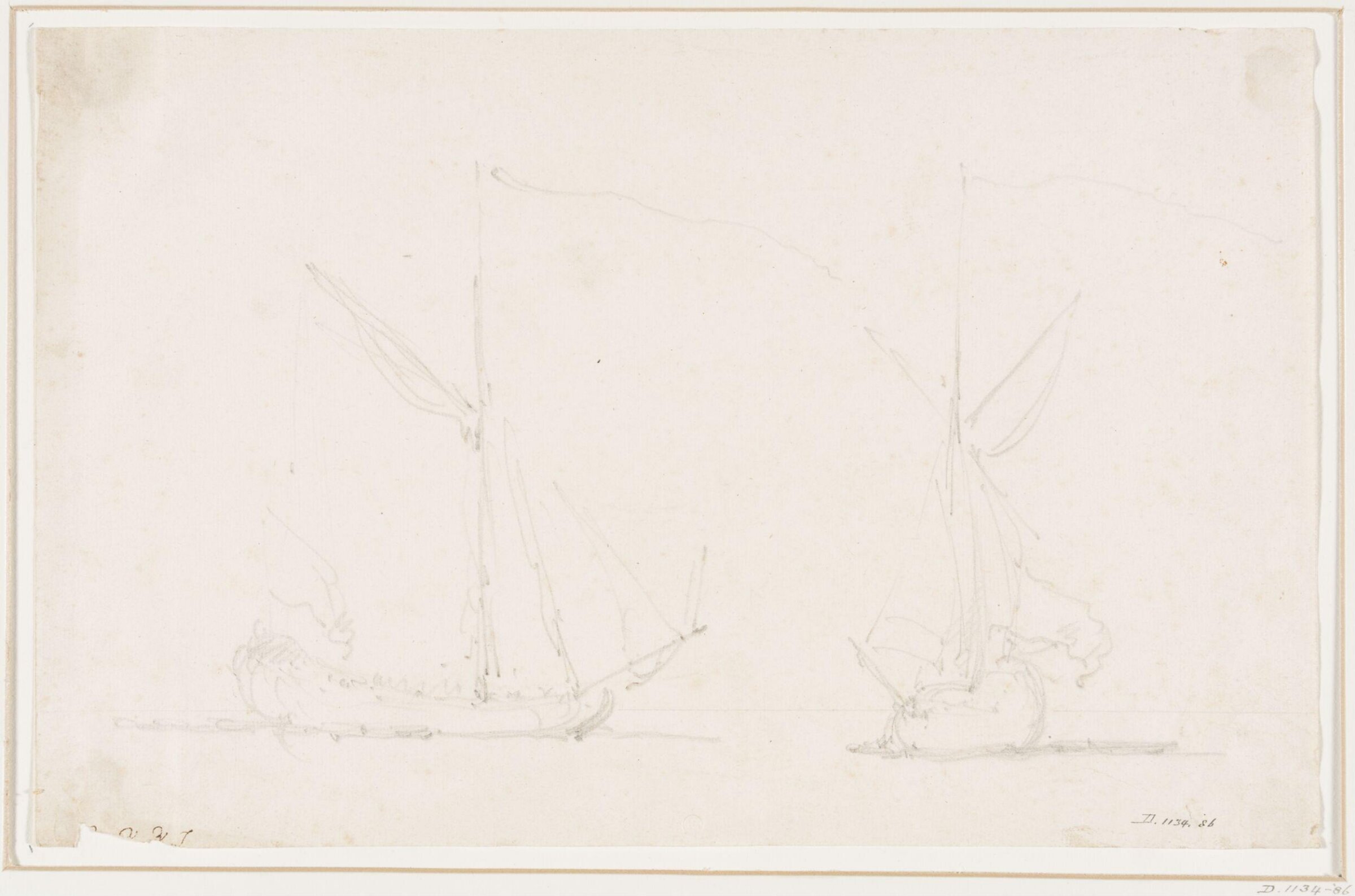 Two English yachts at anchor, willem van de velde, 17th century