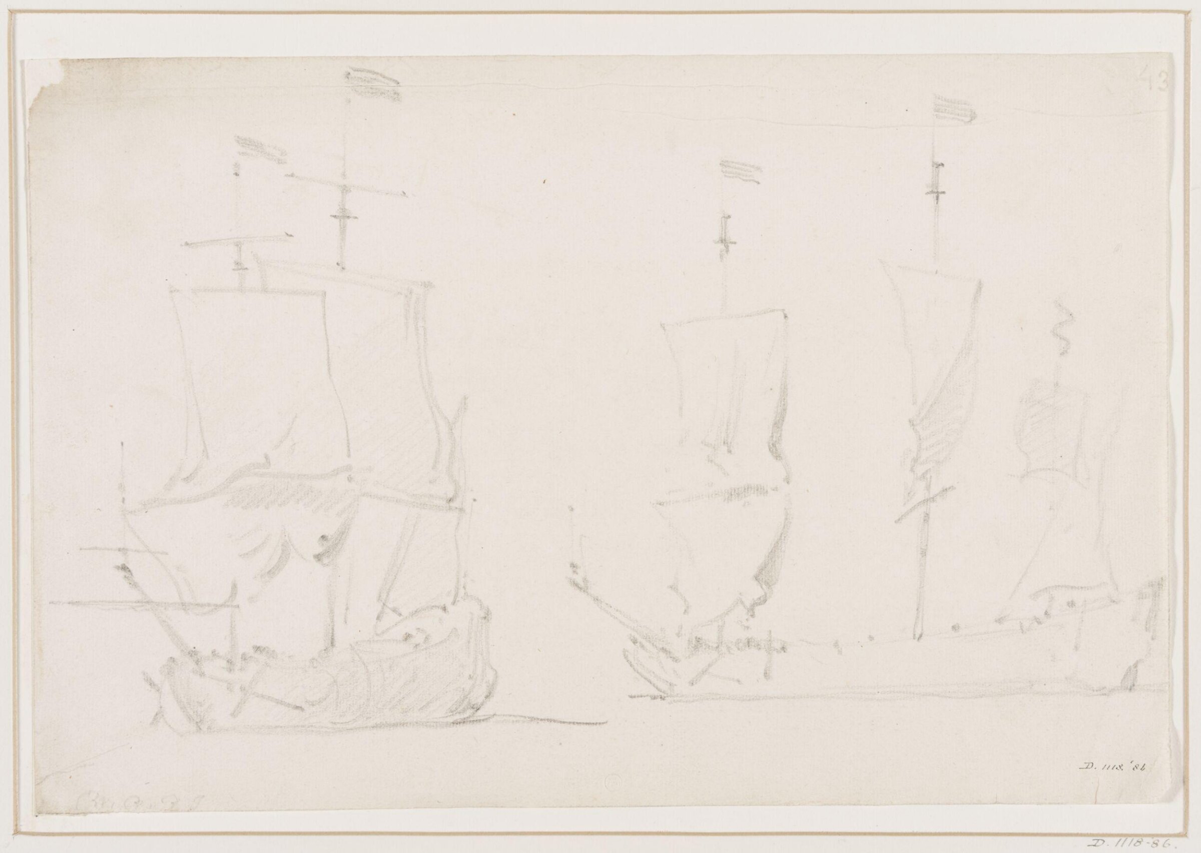 Two men-of-war under sail, Willem van de velde, 17th century