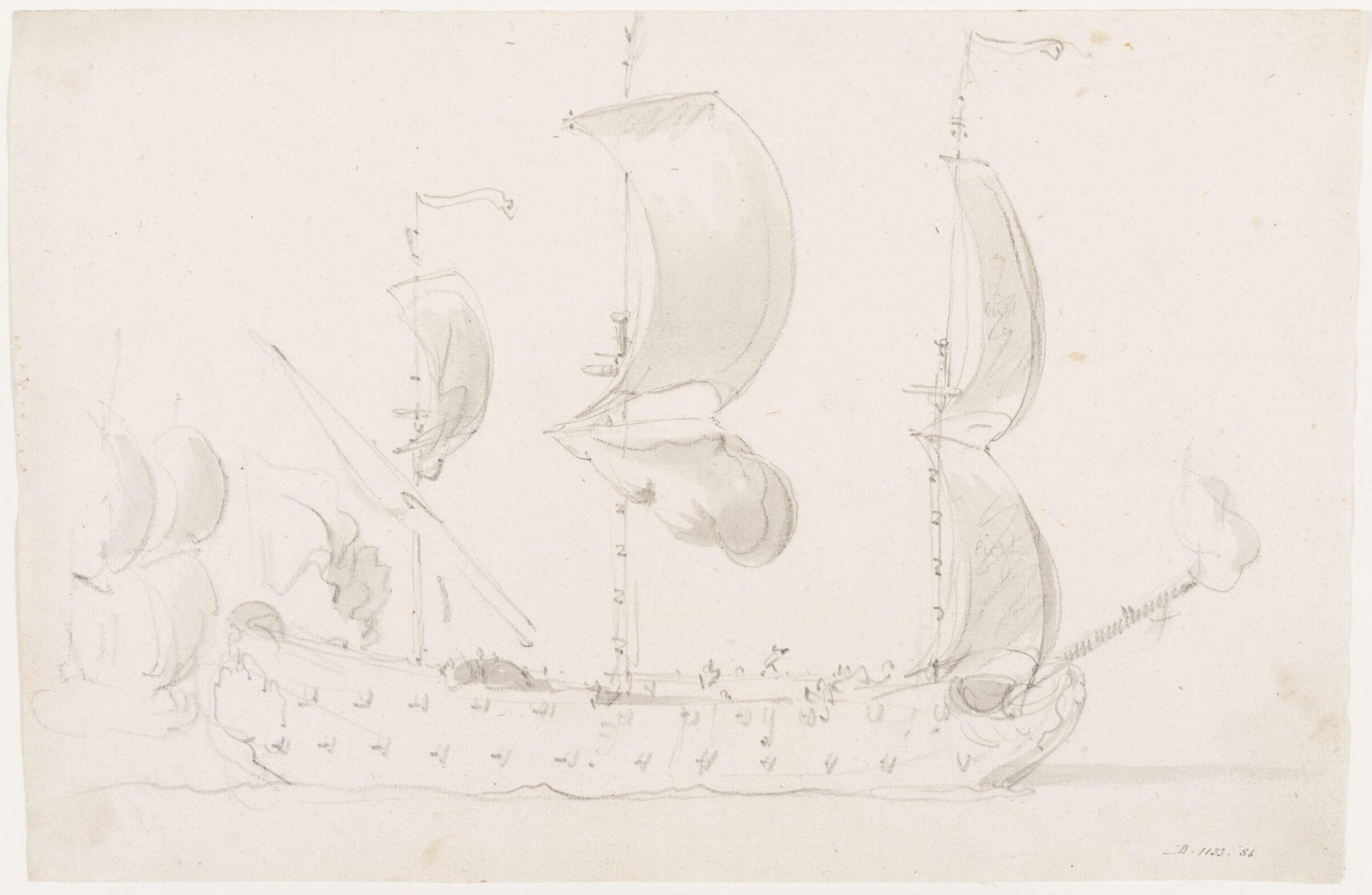 An English ship before the wind, willem van de velde, 17th century