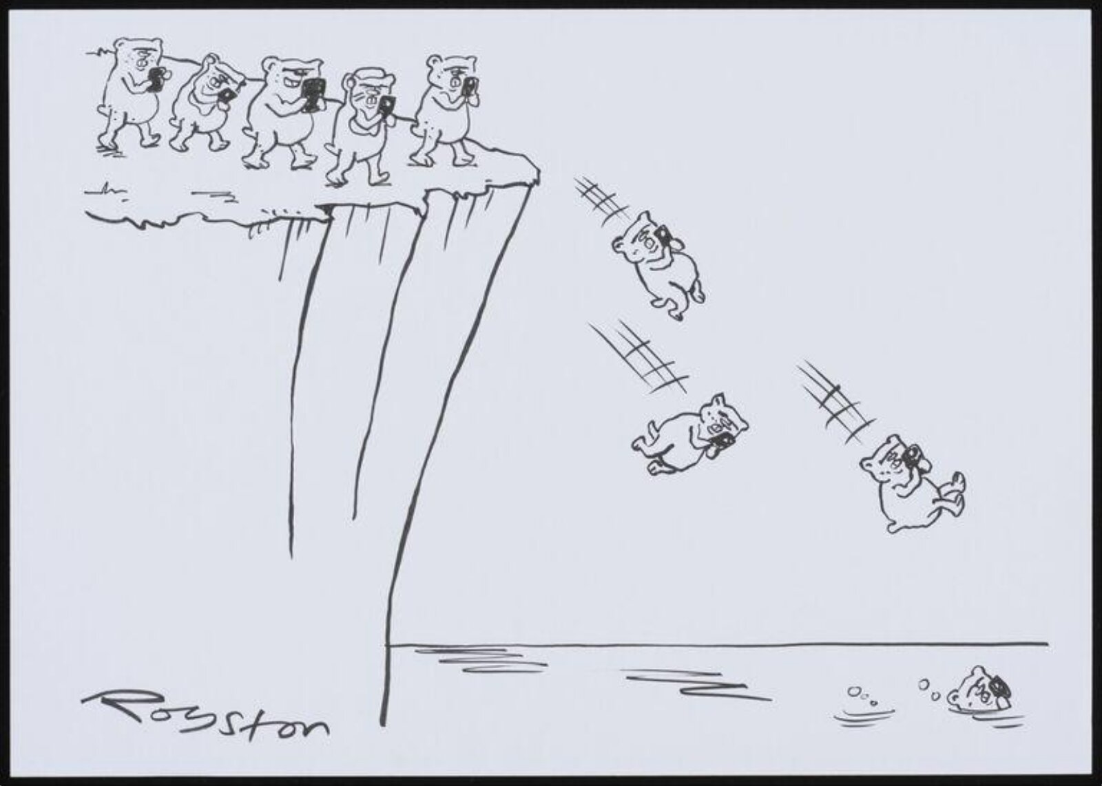 Smartphone lemmings, Royston Robertson, 2013