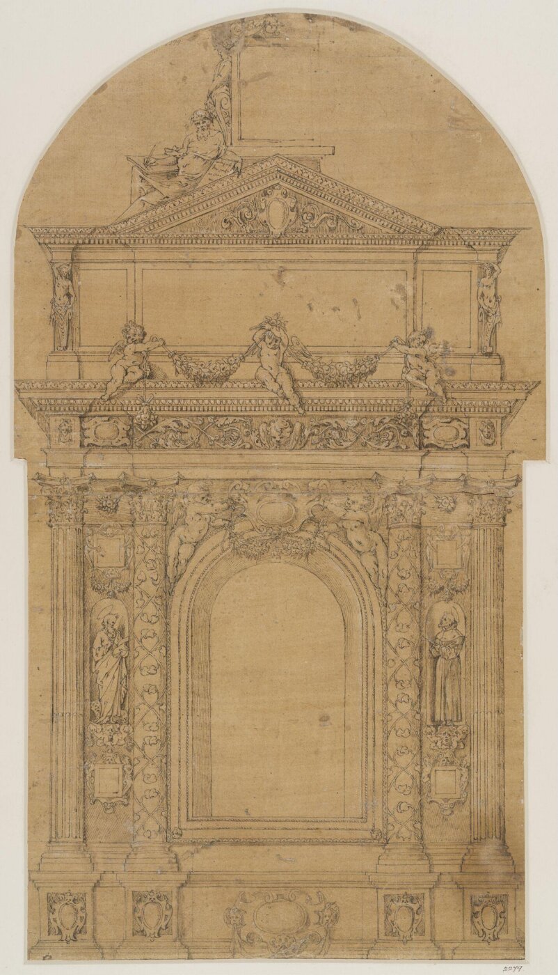 Unknown, Design for the frame of an altar-piece, in the form of a triumphal arch