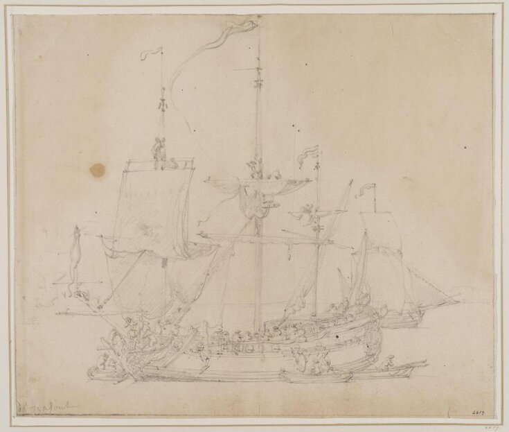 The English Ship Greyhound; Broadside View | van de Velde, Willem (the ...