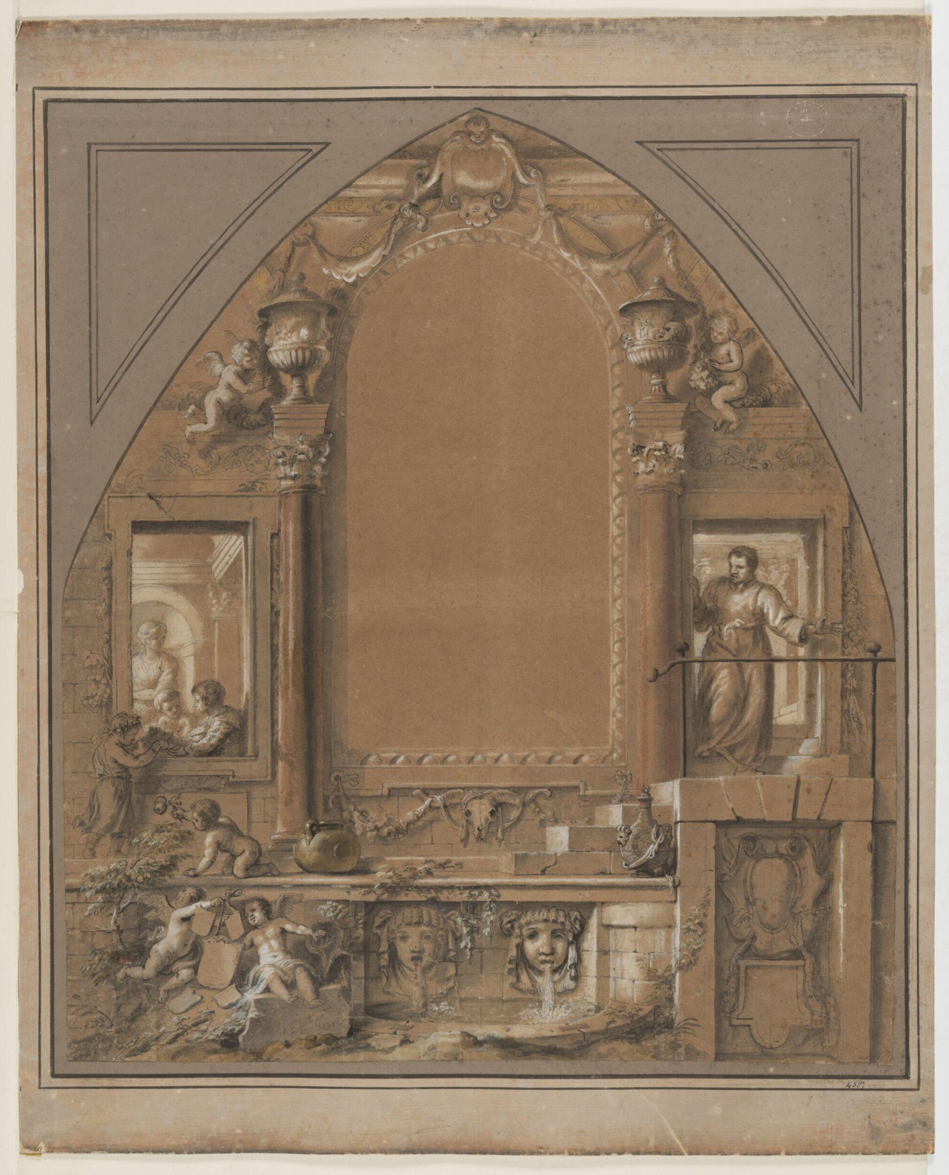 Imaginary Architectural Setting with Various Figures, Jan Erasmus Quellinus, 1669-c.1705