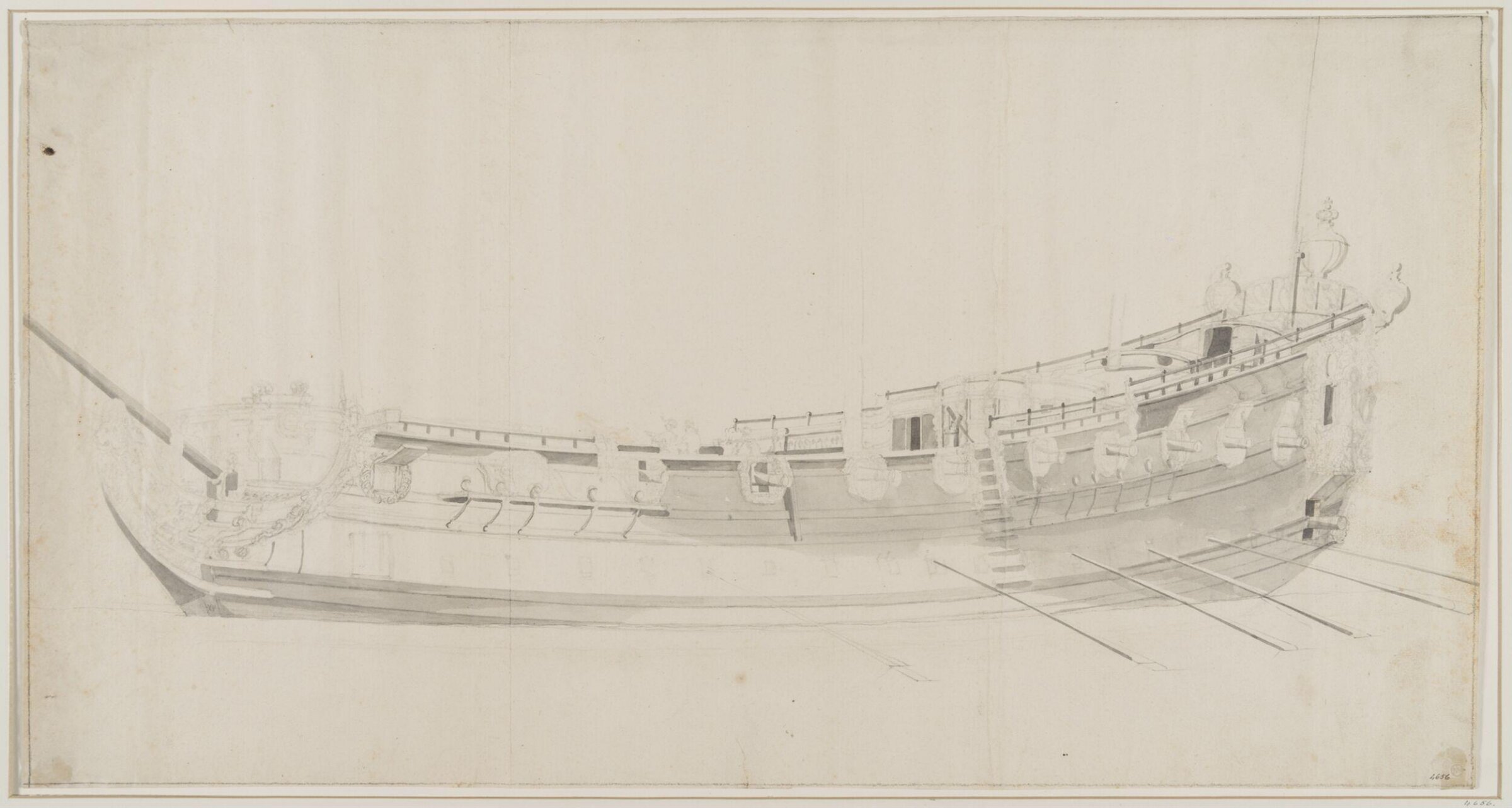 Broadside View of the <i>James Gallery</i>, Willem van de Velde the Elder, 17th century