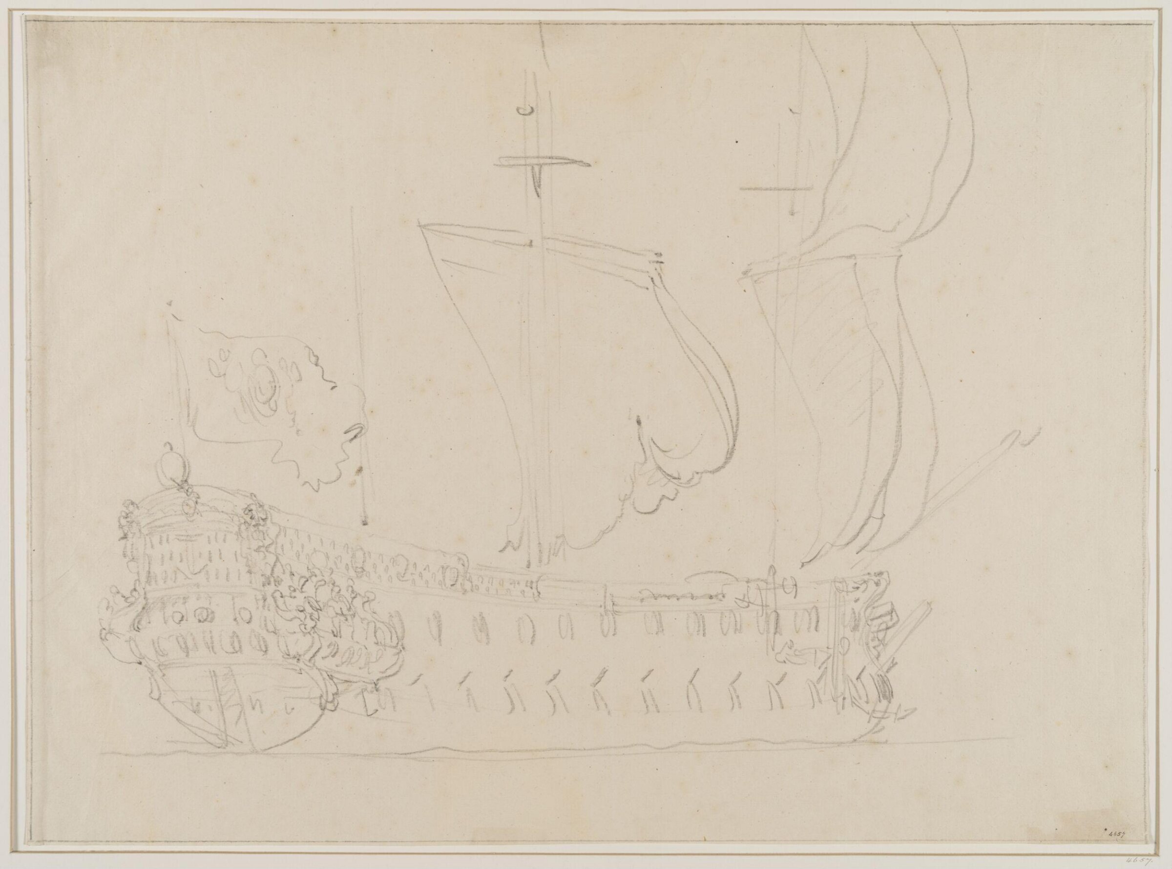 A French Two-Decker; Quarter View, Willem van de Velde the Elder, 17th century