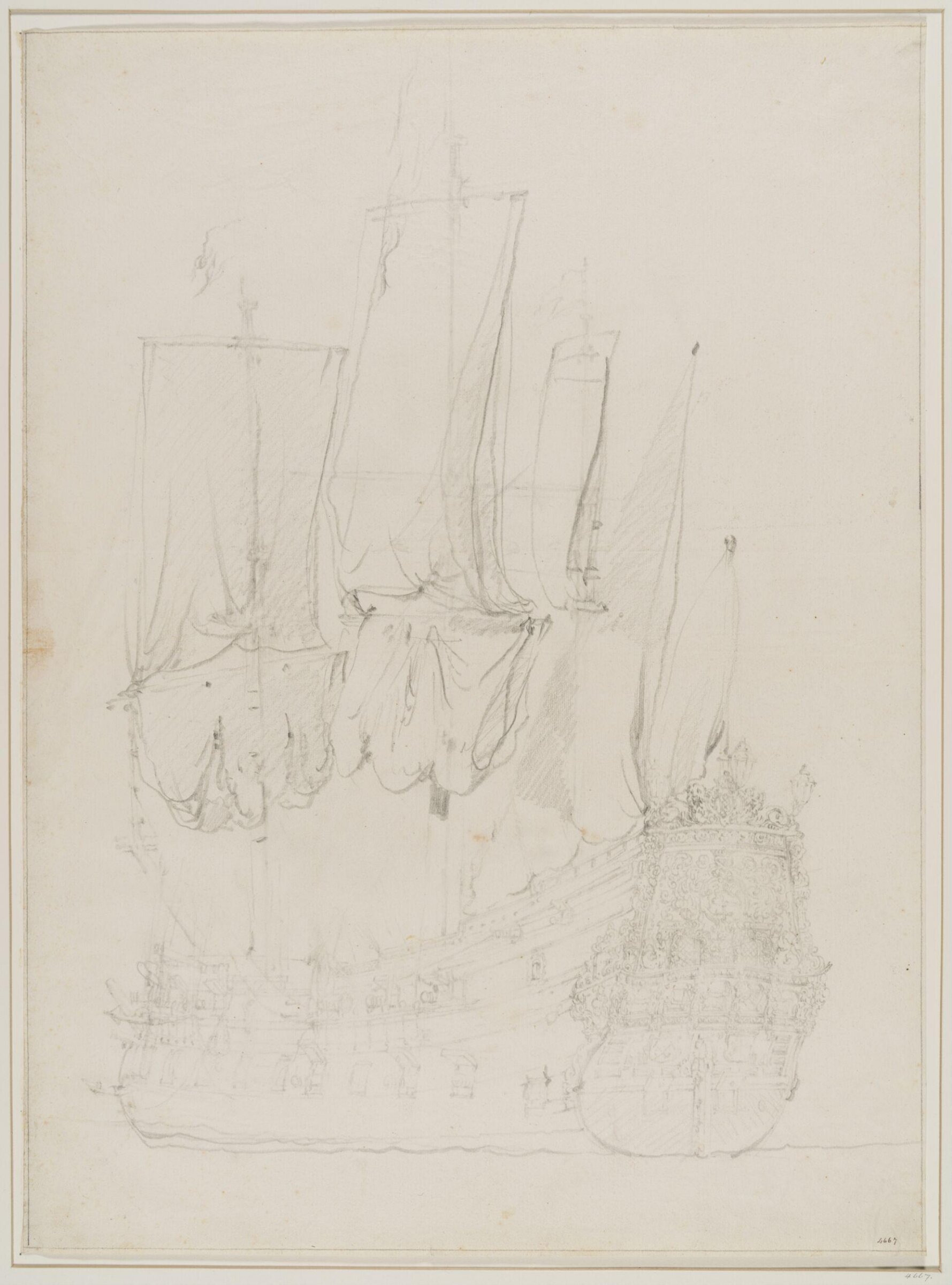 The Dutch Ship <i>Zutphen</i>; From the Quarter, Port Side, Willem van de Velde the Elder, 17th century