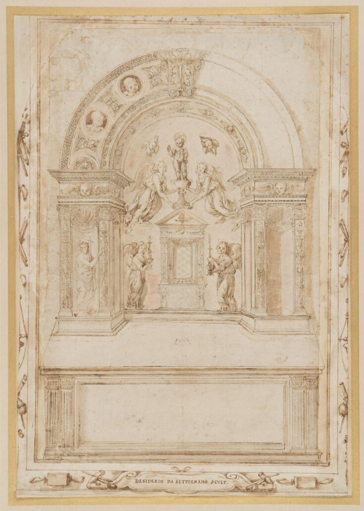 Design for an altar with an arch framing a ciborium top image