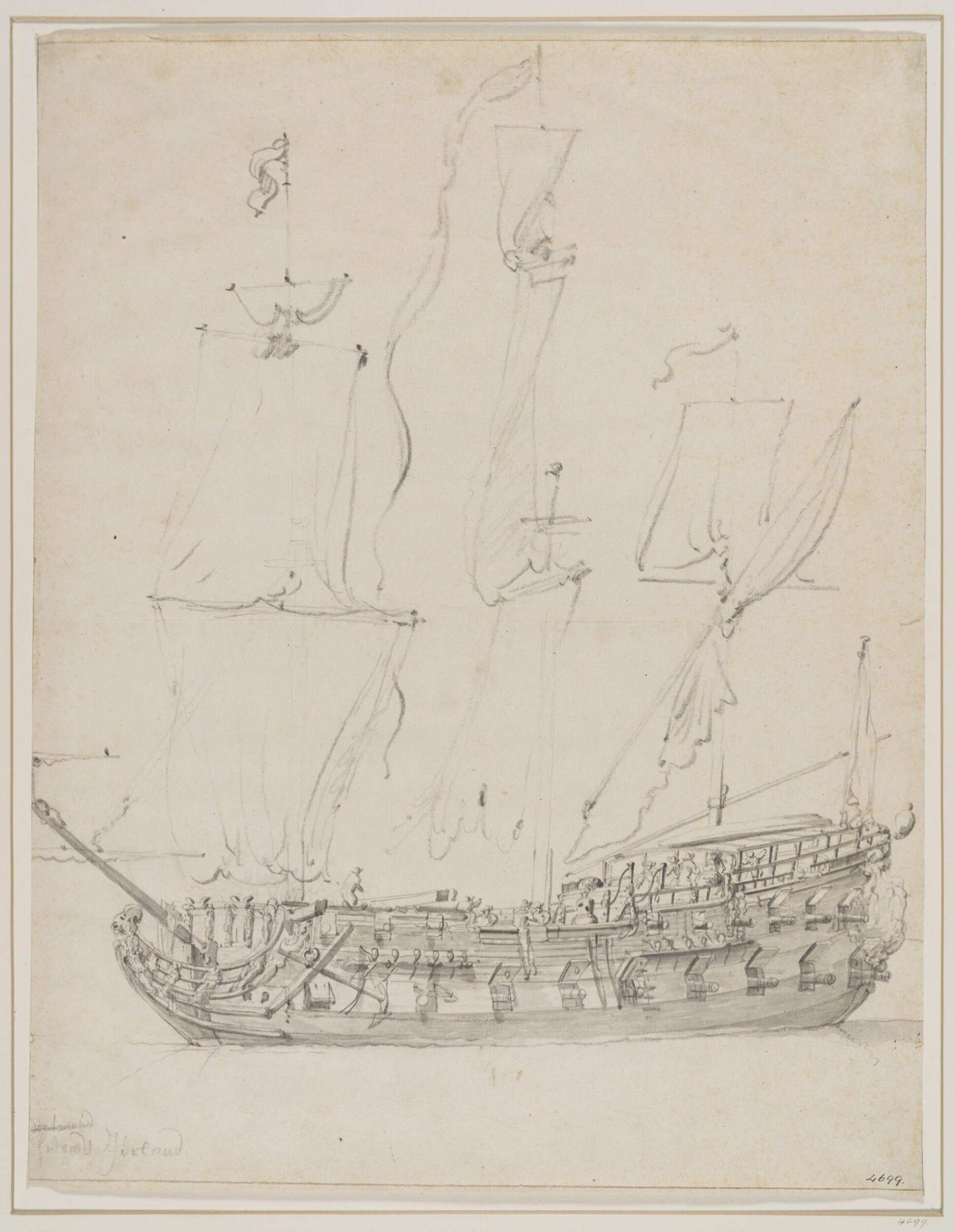 The English Frigate <i>Garland</i>; Broadside View, Willem van de Velde the Elder, 17th century