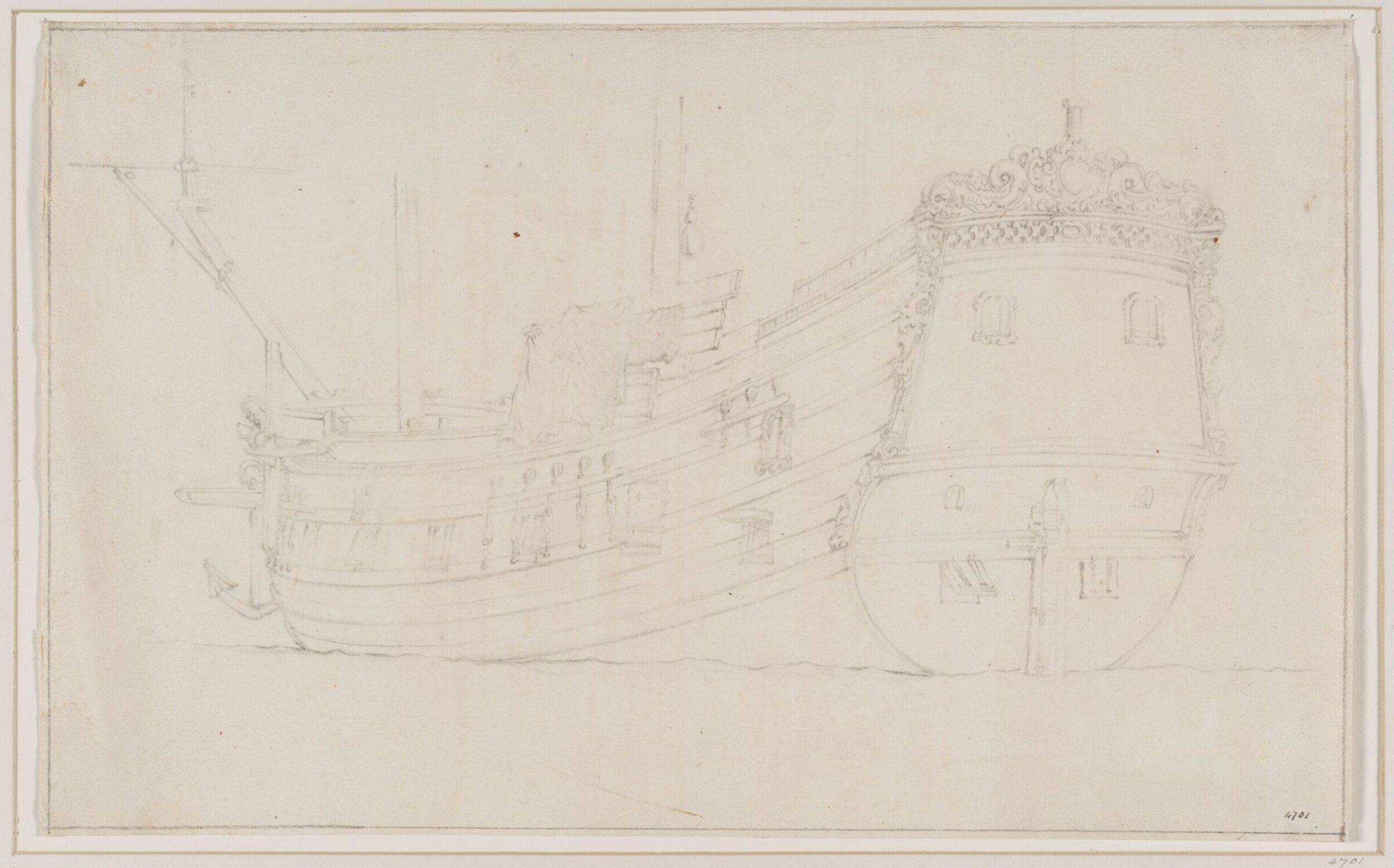 A Dutch Ship; From the Starboard Quarter, Willem van de Velde the Elder, 17th century