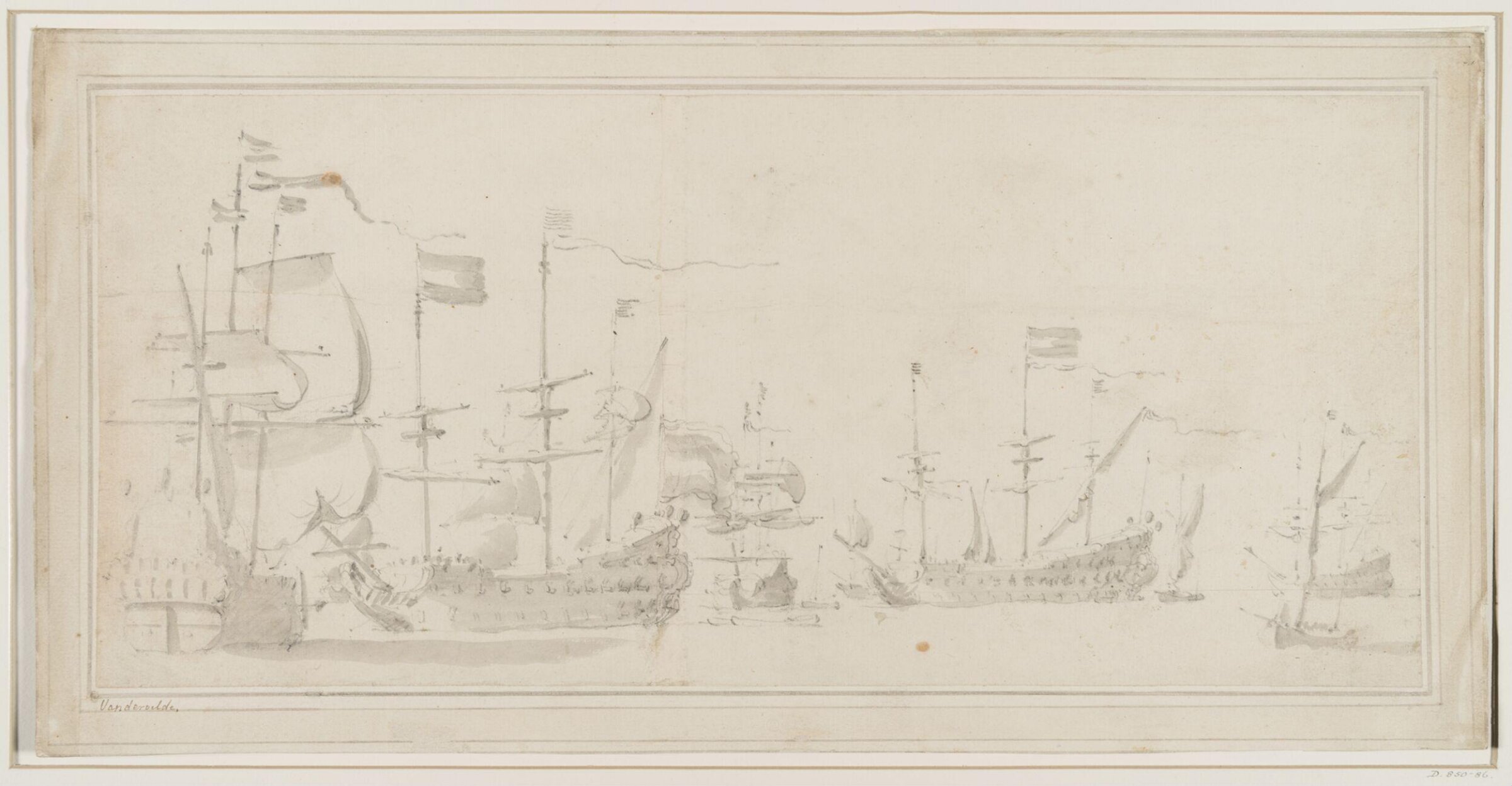 Dutch warships at anchor, Willem van de velde, seventeenth century