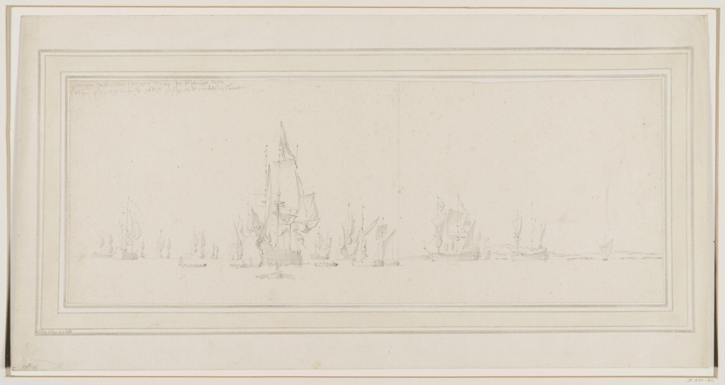 The Dutch fleet assembled round the flagship for a council of war on 29 August 1665, Willem van de Velde the Elder, 1665