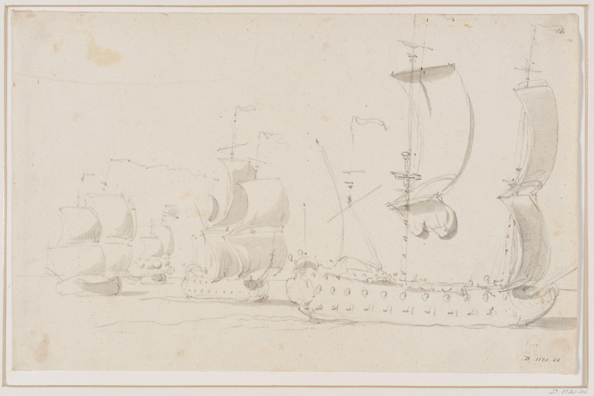 English (?) ships before the wind, willem van de velde, 17th century