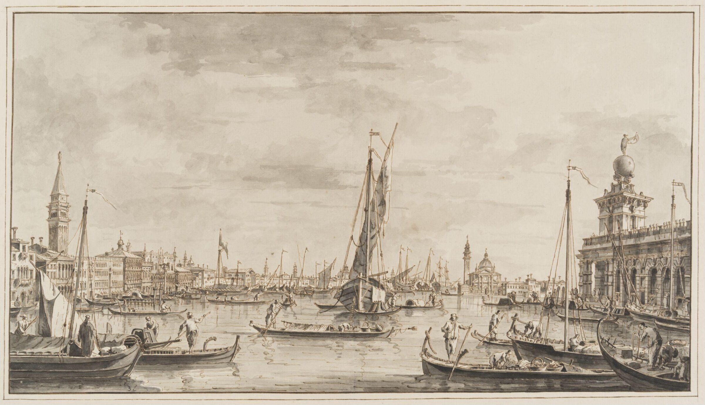 View accross the Bacino di S. Marco, with the Dogana on the right and S. Giorgio Maggiore in the distance., Francesco Tironi, 1785-1797