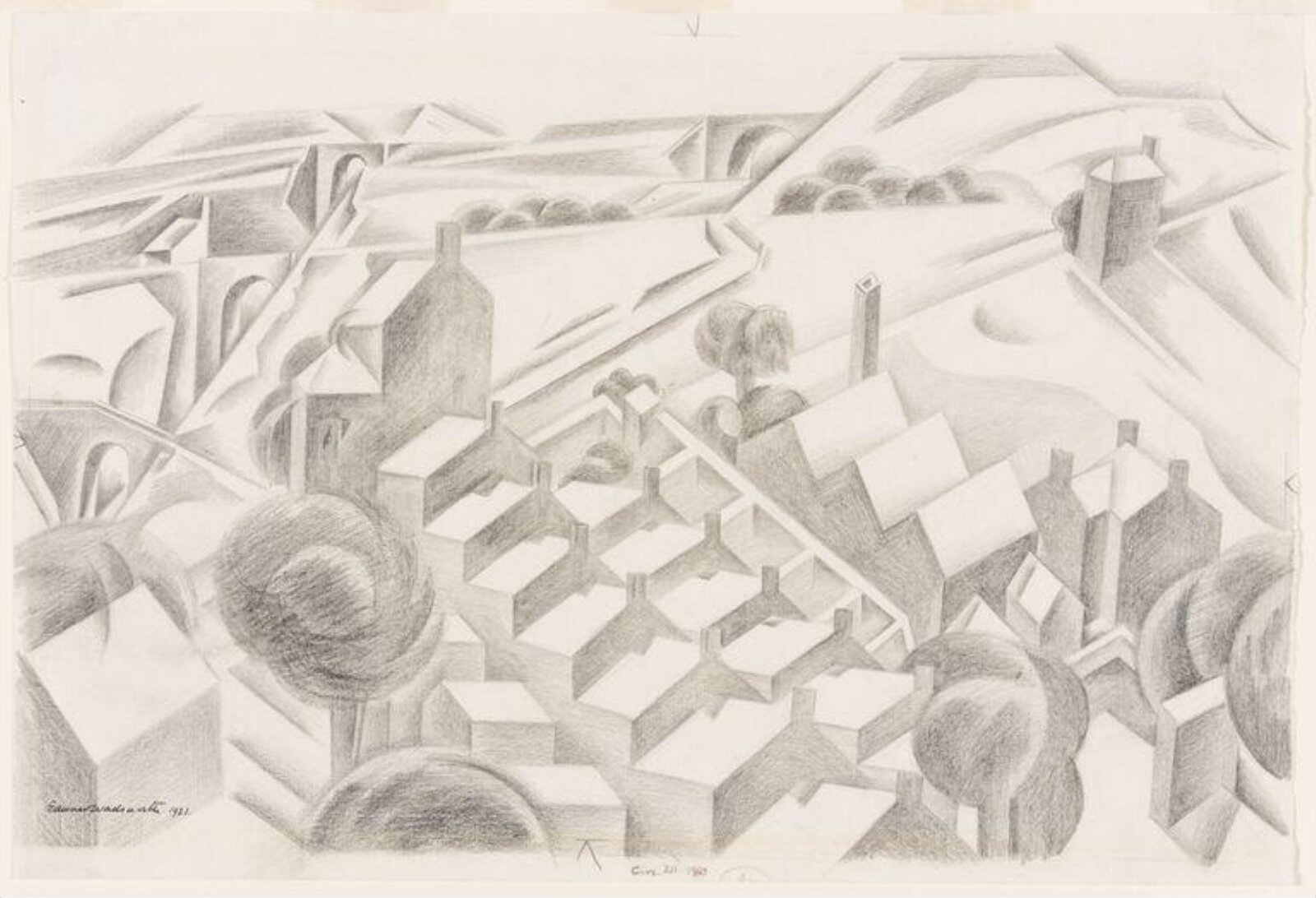 Roofs and bridges, Edward Wadsworth, 1921
