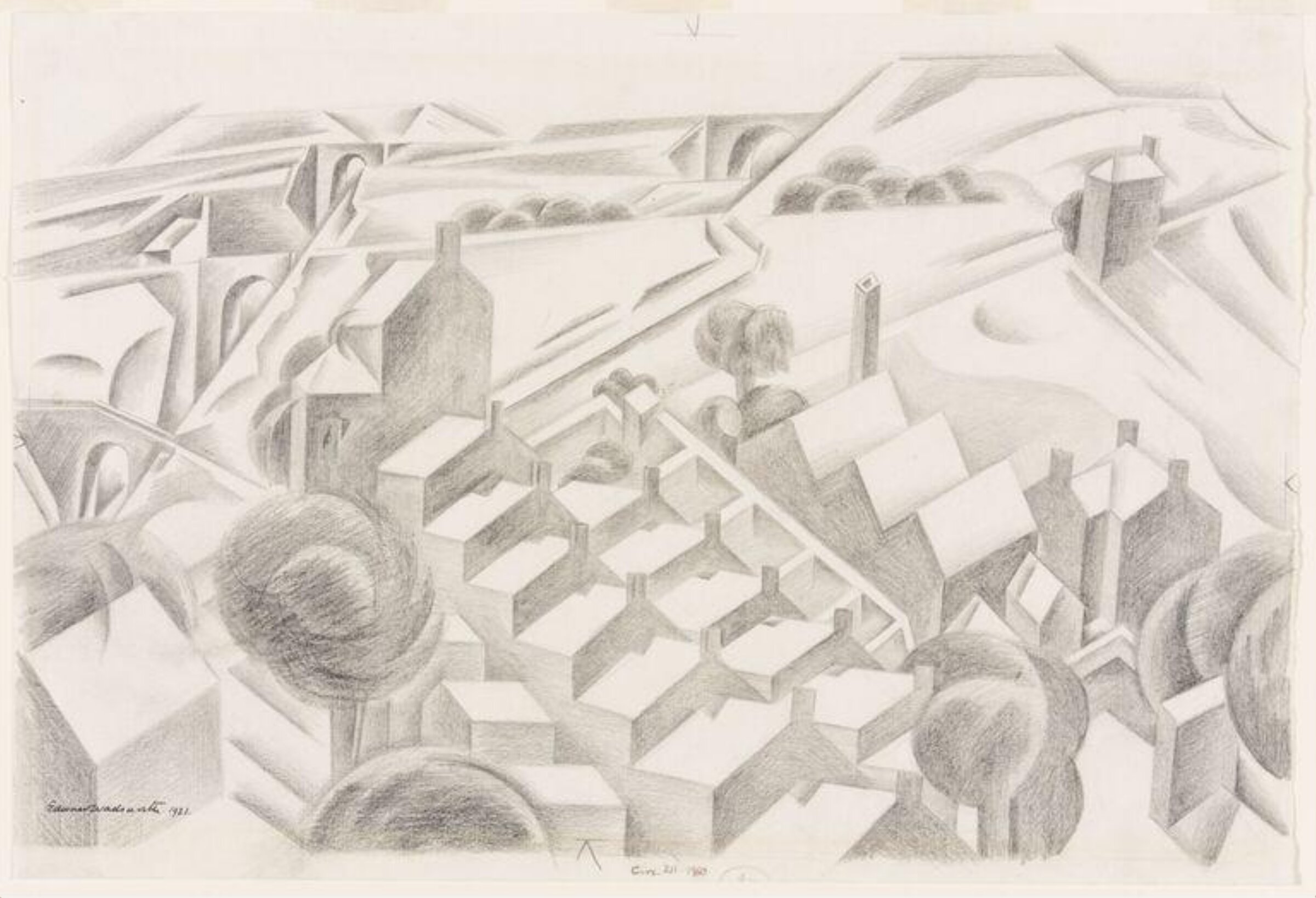 Roofs and bridges, Edward Wadsworth, 1921