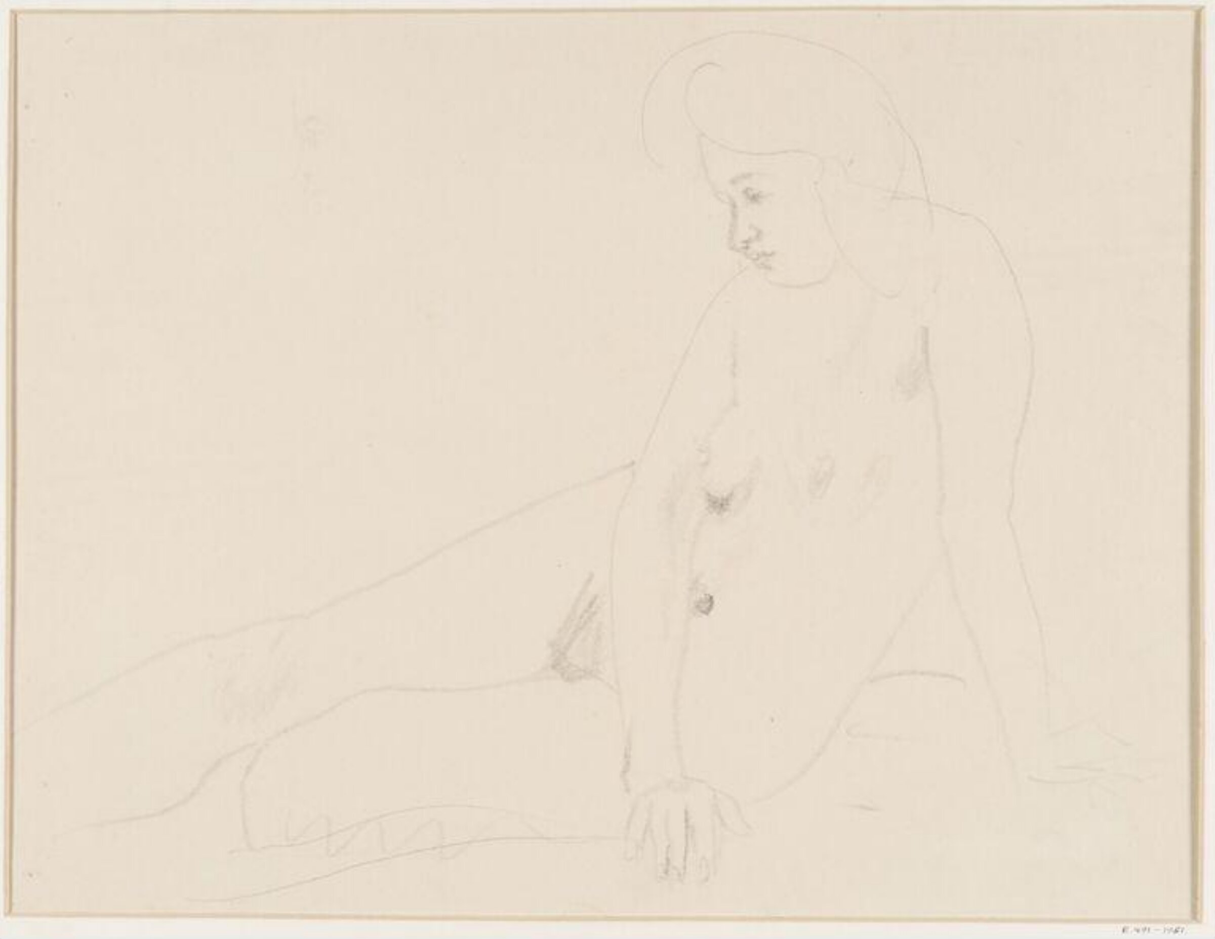 Life Study of a female nude, half-reclining, Ethel Walker, early 20th century
