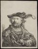 Self portrait in a velvet cap with plume by Rembrandt van Rijn
