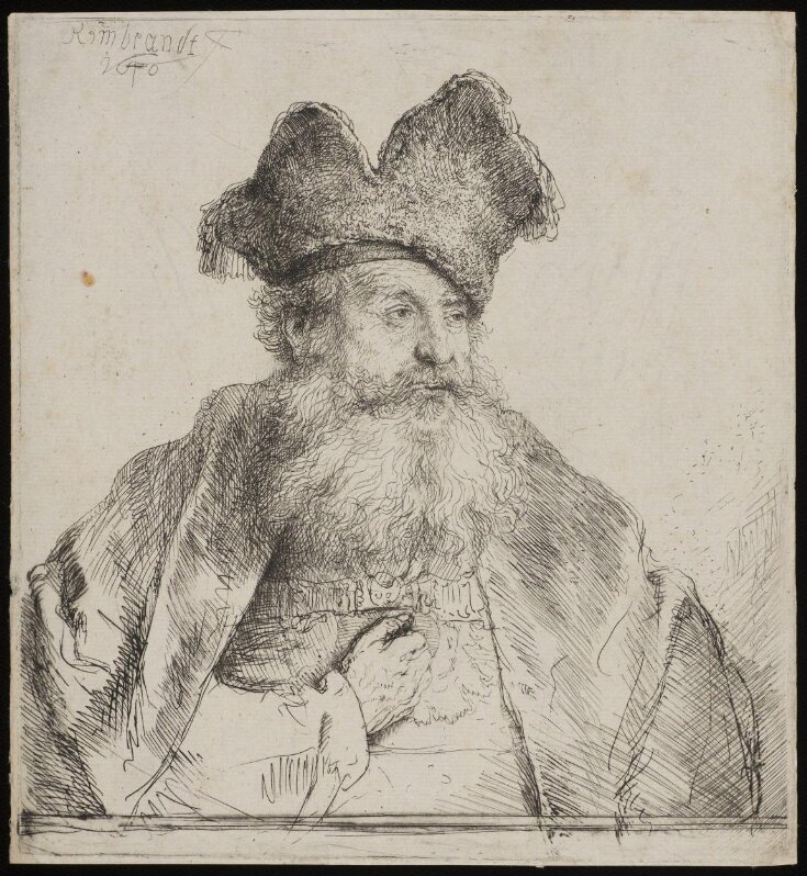 Old man with a divided fur cap top image