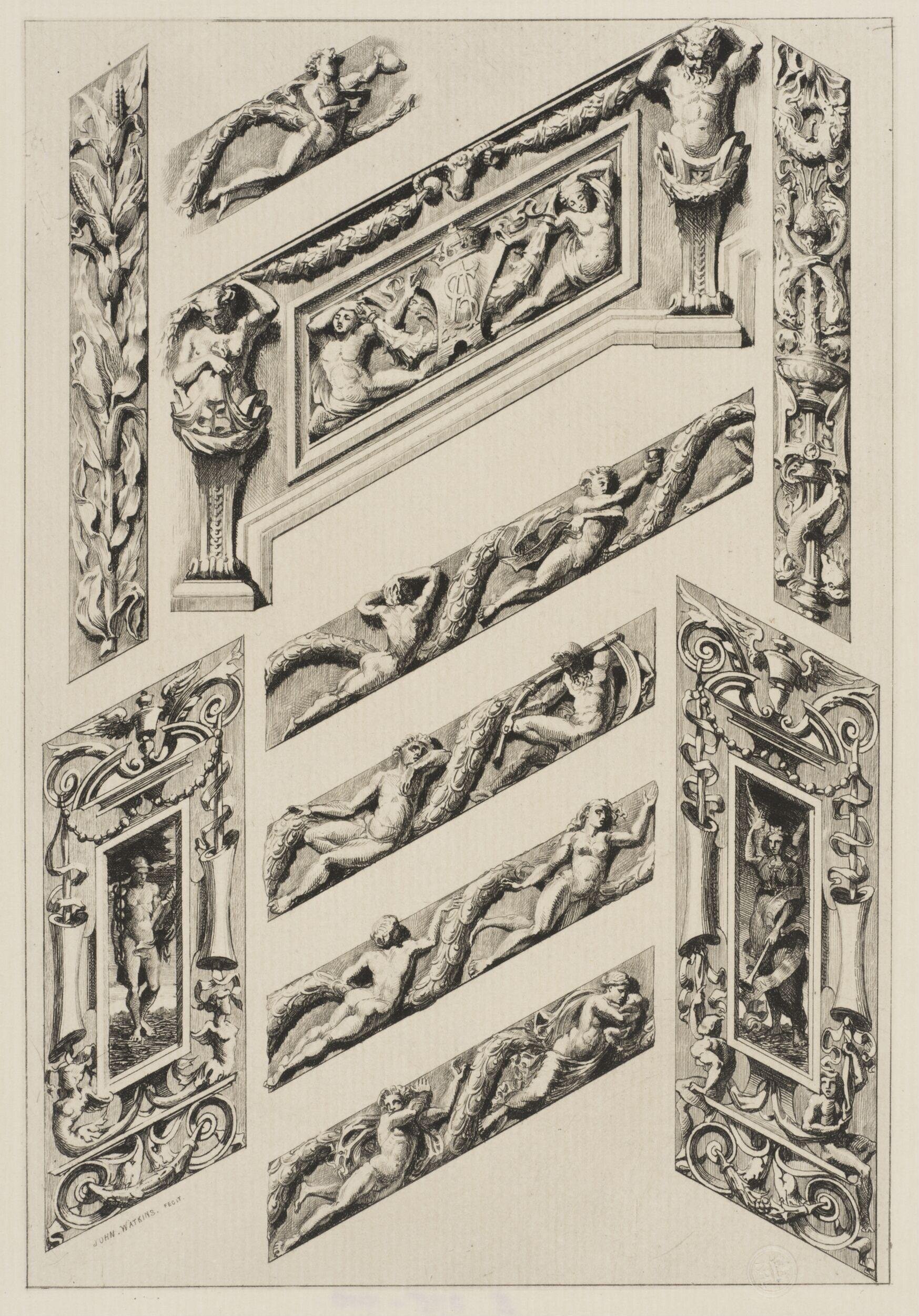 Decorative details of the West Staircase leading to the Ceramic Gallery