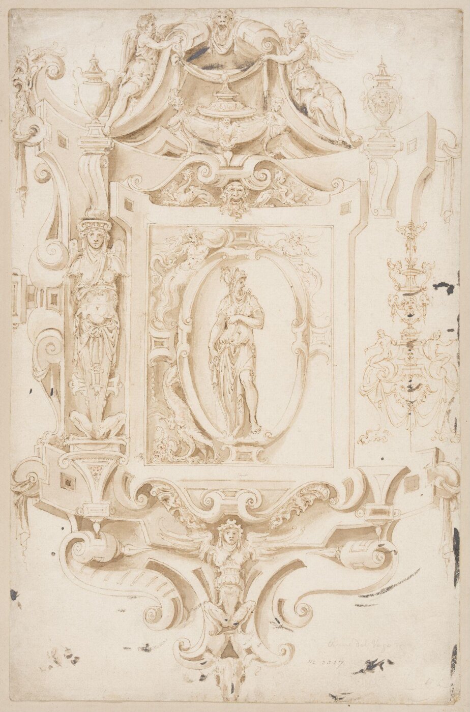 Unknown, Cartouche, framed in strapwork, in the manner of Rosso Fiorentino's stucco work at Fontainebleau