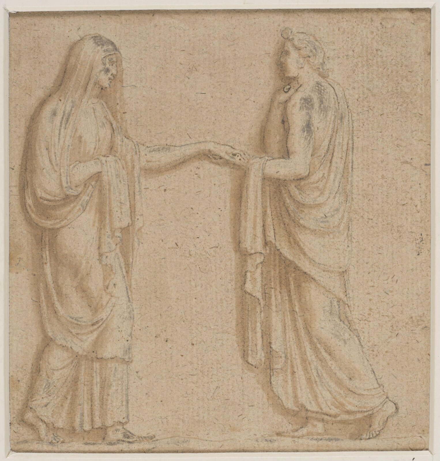 Two figures meeting, 17th century