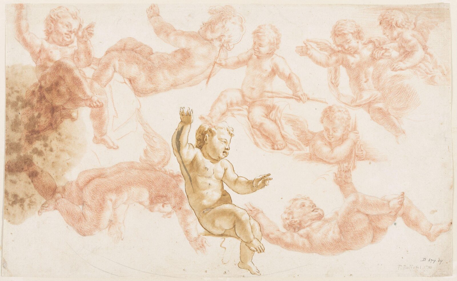 Studies of flying putti, mid 18th century