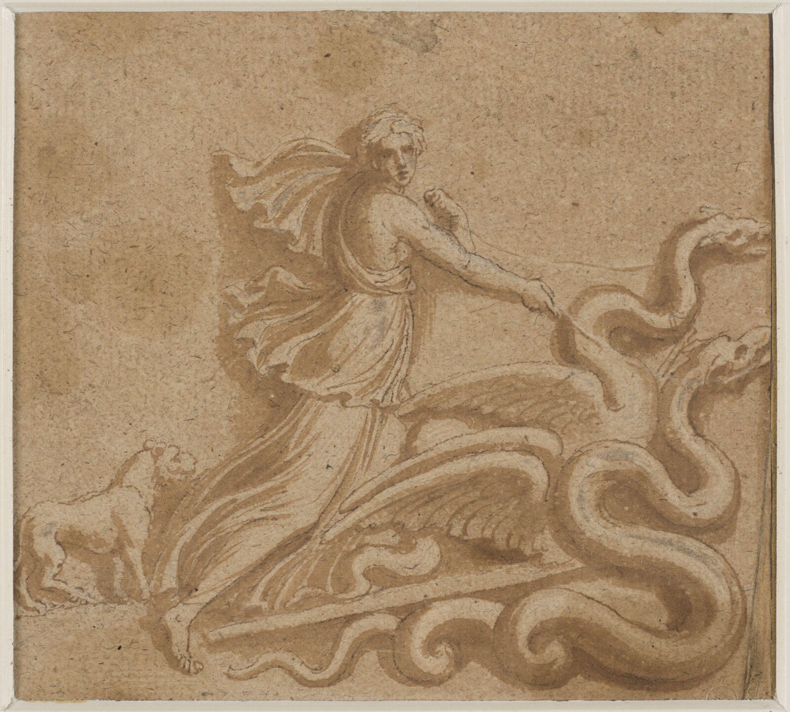 An allegorical figure on a char, 17th century