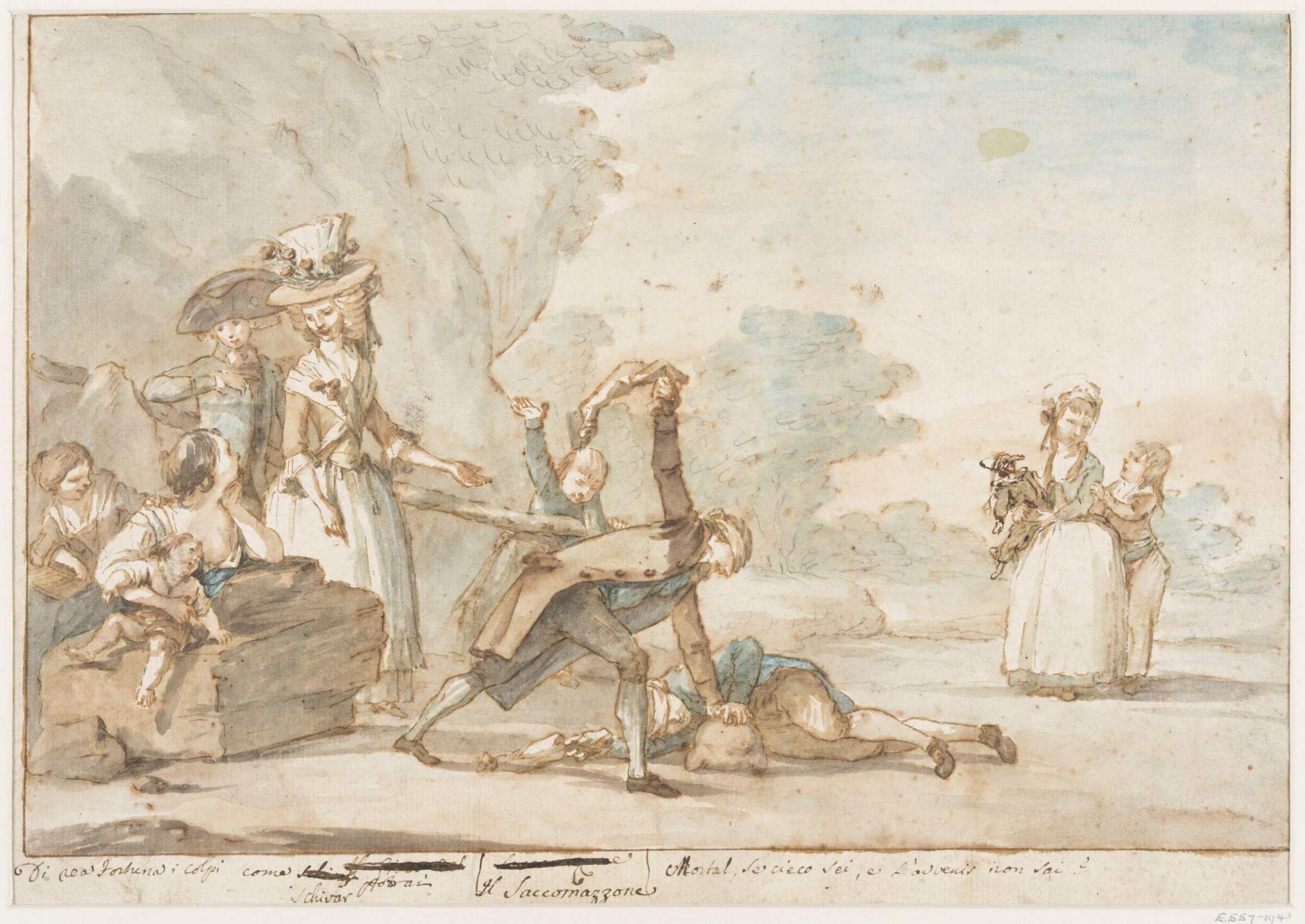 Two boys playing a variation of Blind Man's Buff, Giuseppe Piattoli, c.1780s