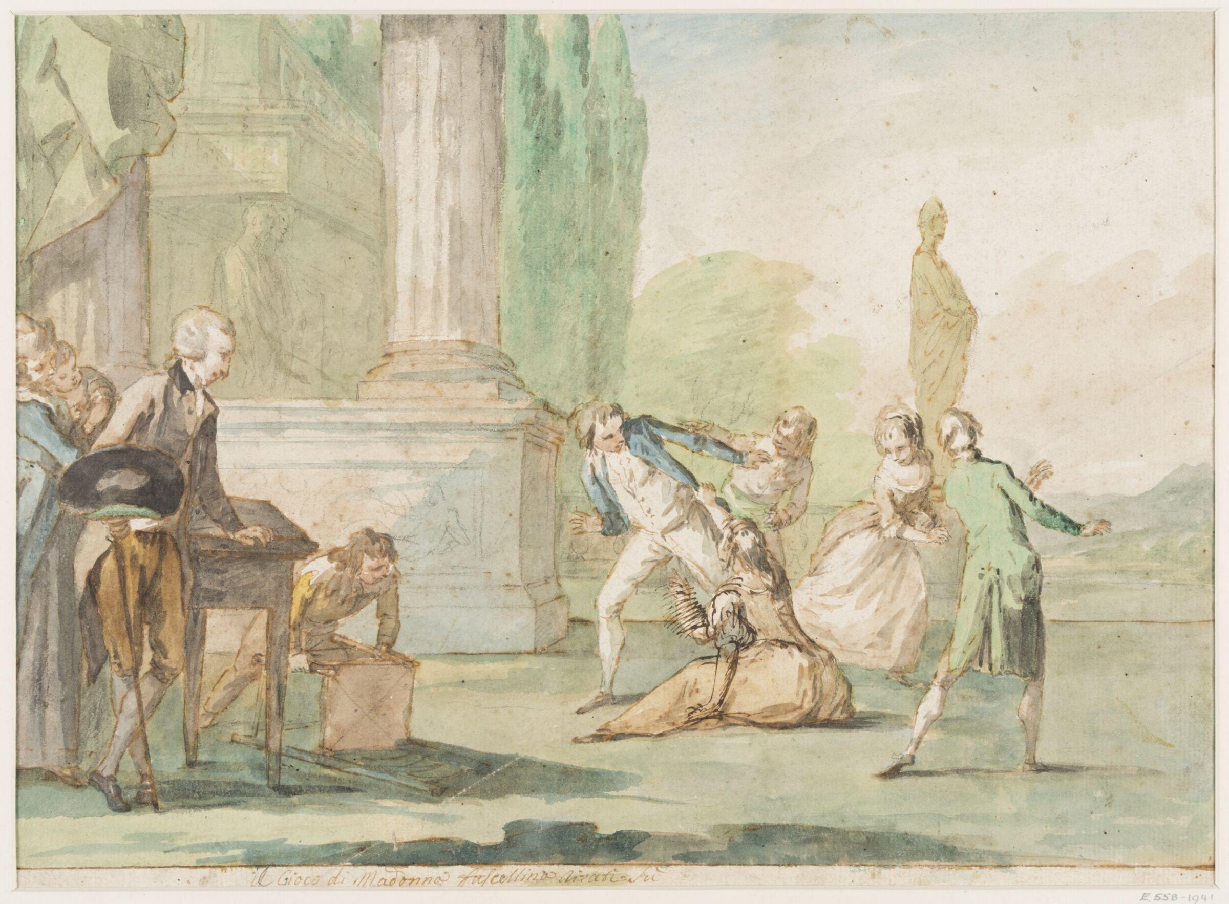 Group of youths and girls playing an unidentified game, Giuseppe Piattoli, c.1780s