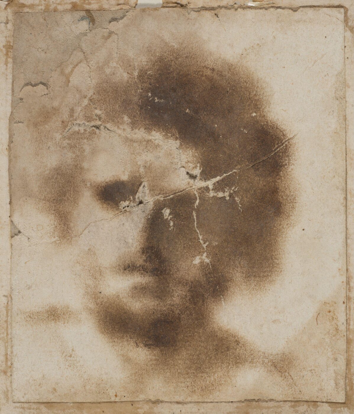 Guercino, Head and shoulders of a bearded man, full face