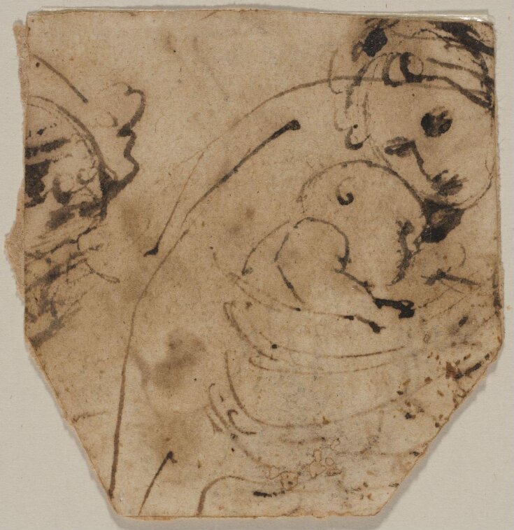 Head and Shoulders of a Young Woman Holding a Baby