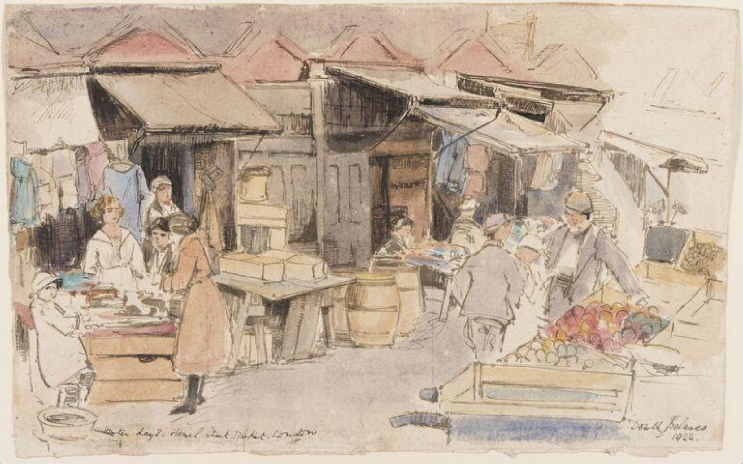 Winter days, Hessel Street Market, London, Dorothy Belasco, 1922