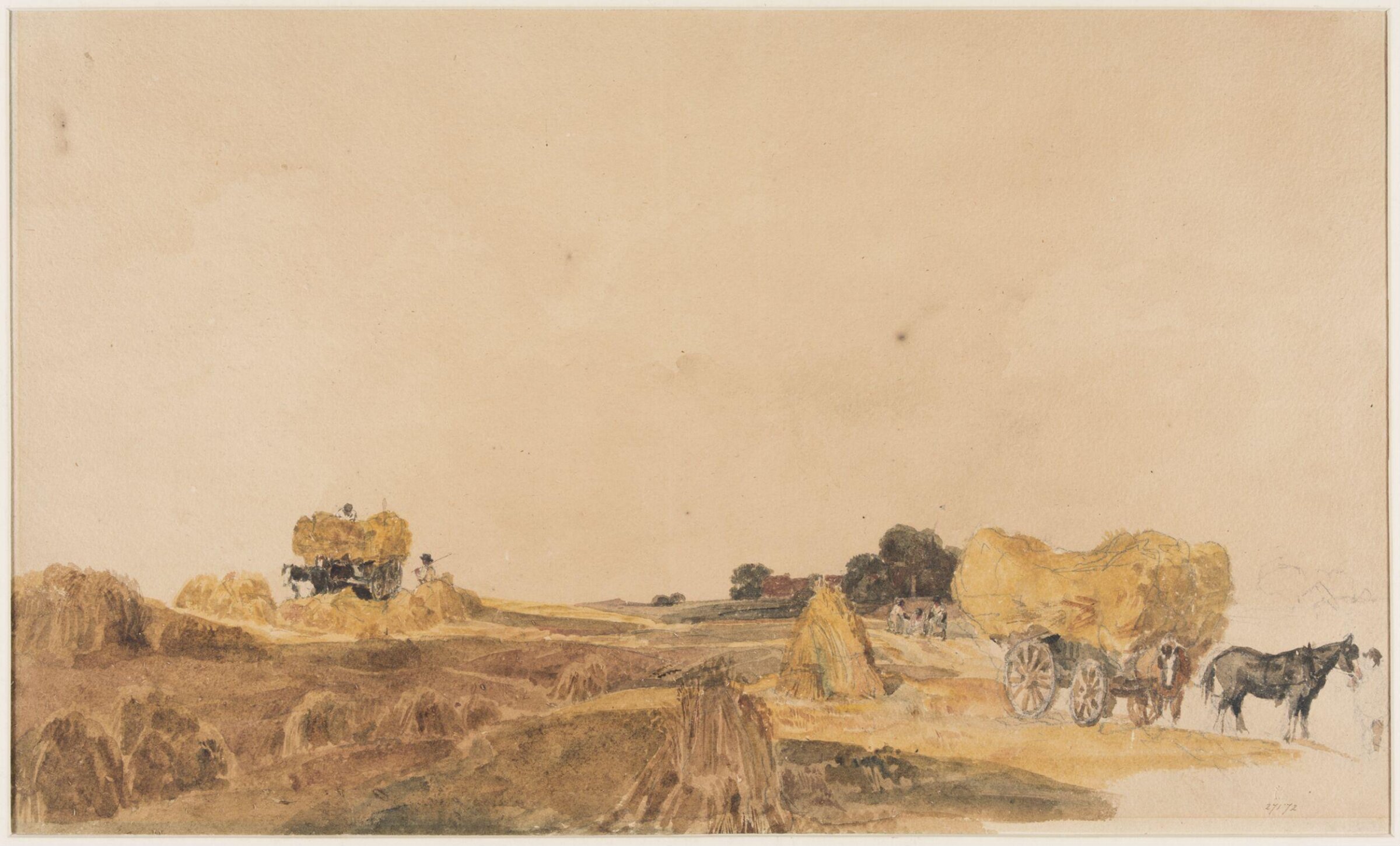 Cornfield with loaded wagons, near Lincoln, de Wint, 1805-49