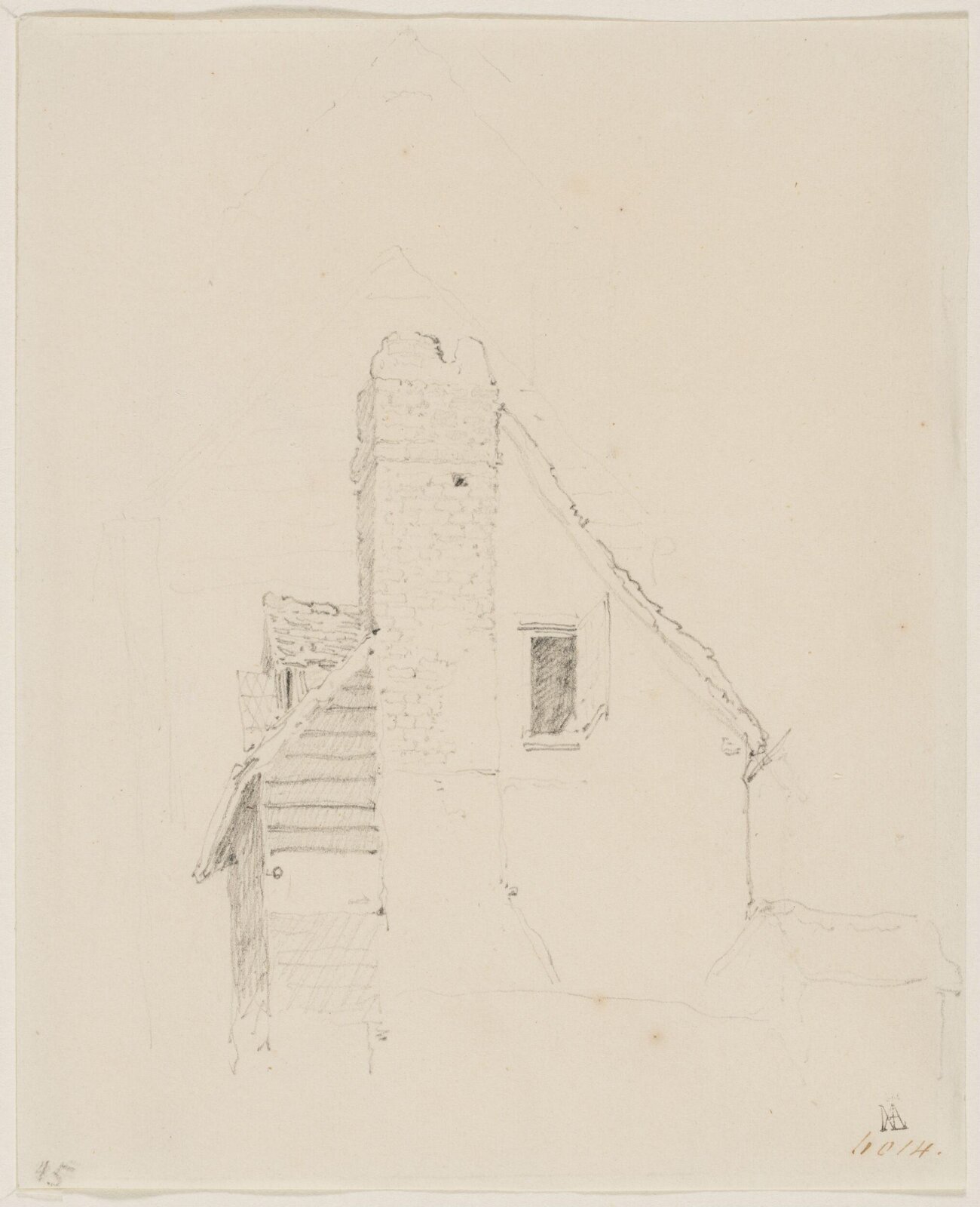 Study of a chimney-stack and gable-end, William Mulready, ca. 1800-1809