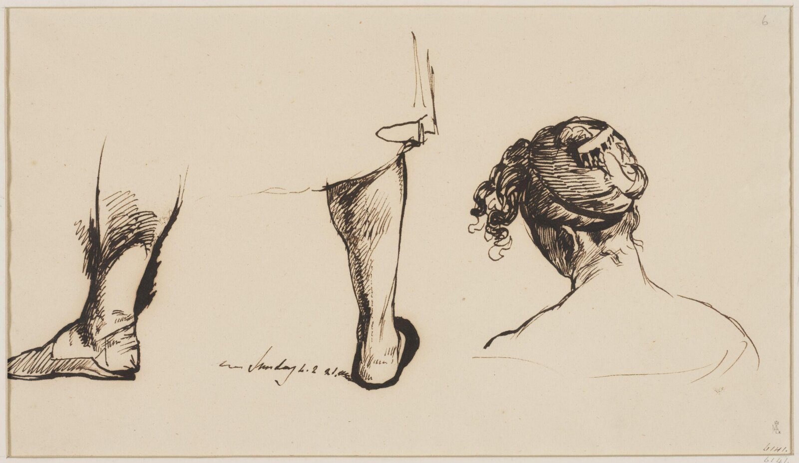 Legs and female head, William Mulready, February 1821