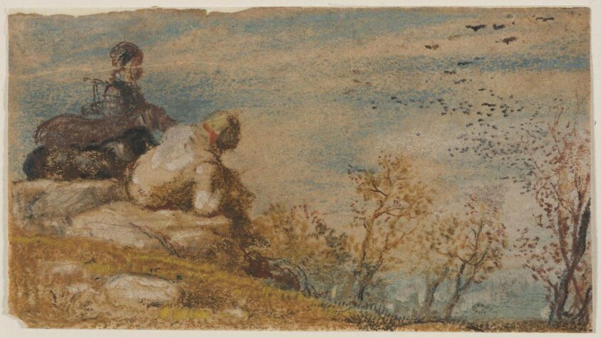 Man and Woman seated on a Cliff