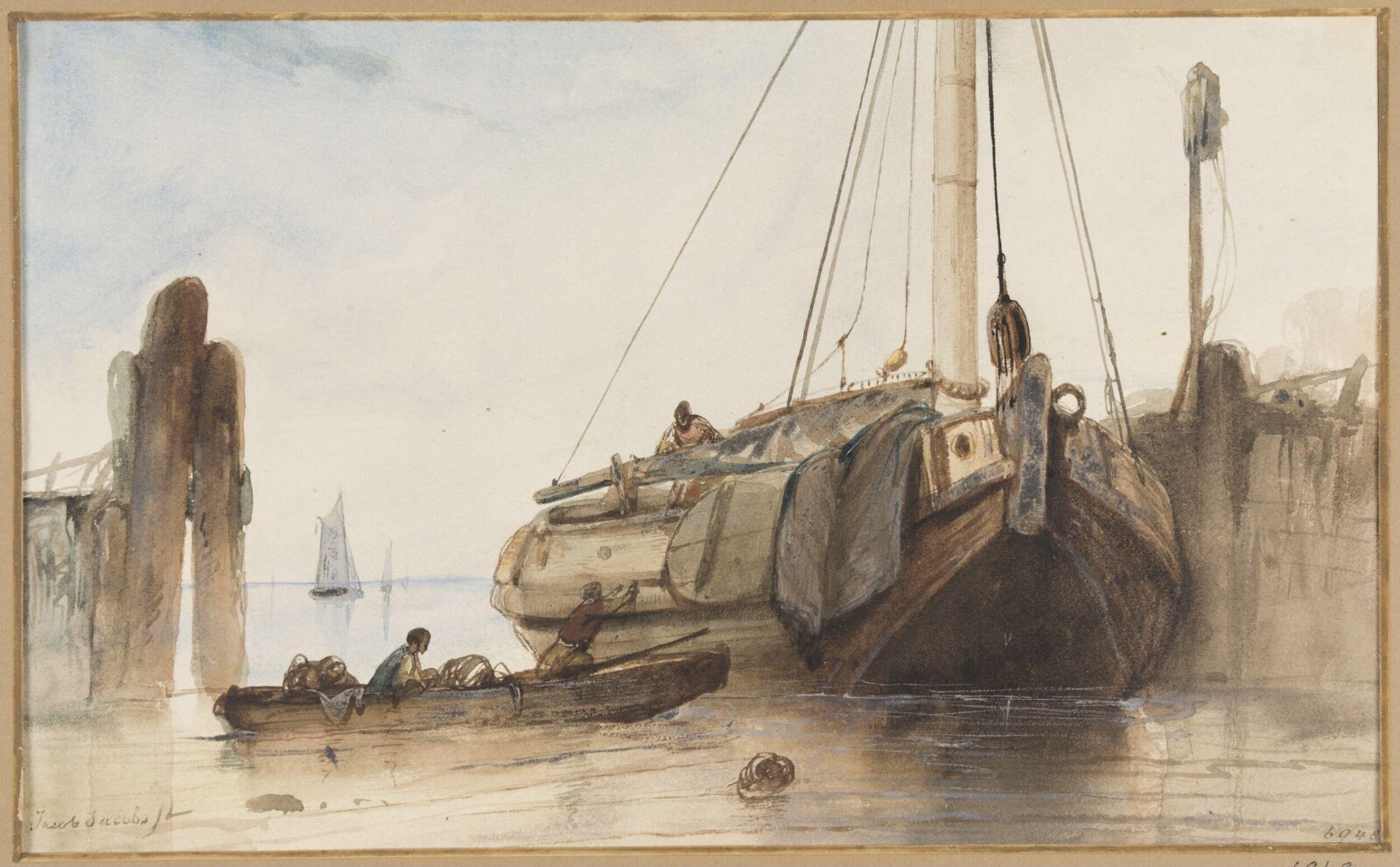 A Boat in Harbour, jacob jacobs, 19th century