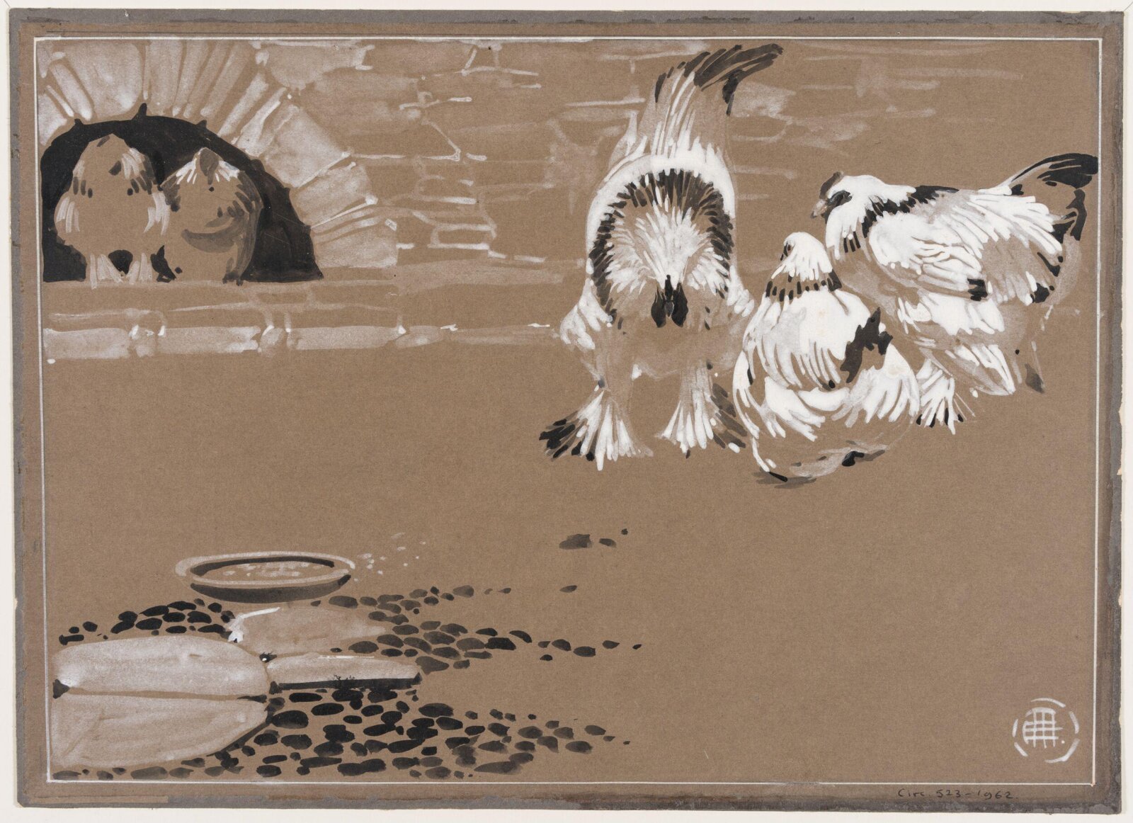 Poultry in a yard, Crawhall, ca. 1900