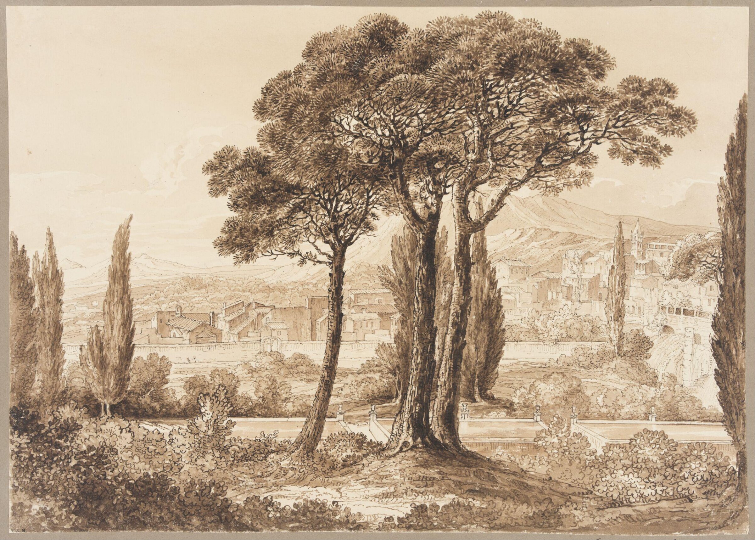 View in the garden of the Villa d'Este, Tivoli, Cowen, 1825