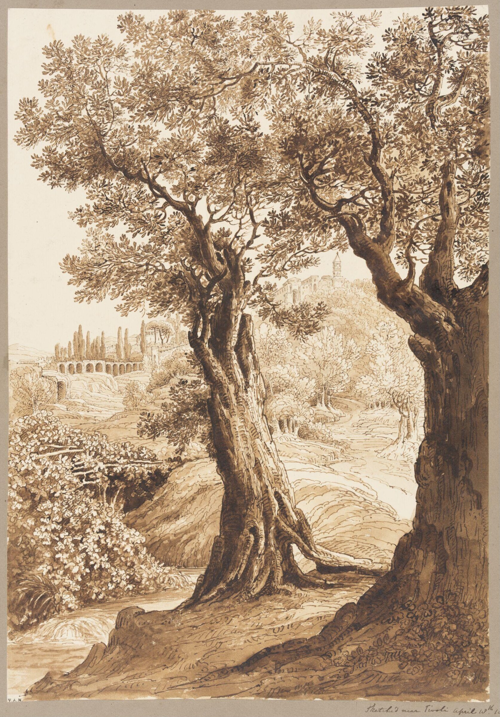 View of Tivoli, with remains of the Claudian aqueduct, Cowen, 1825