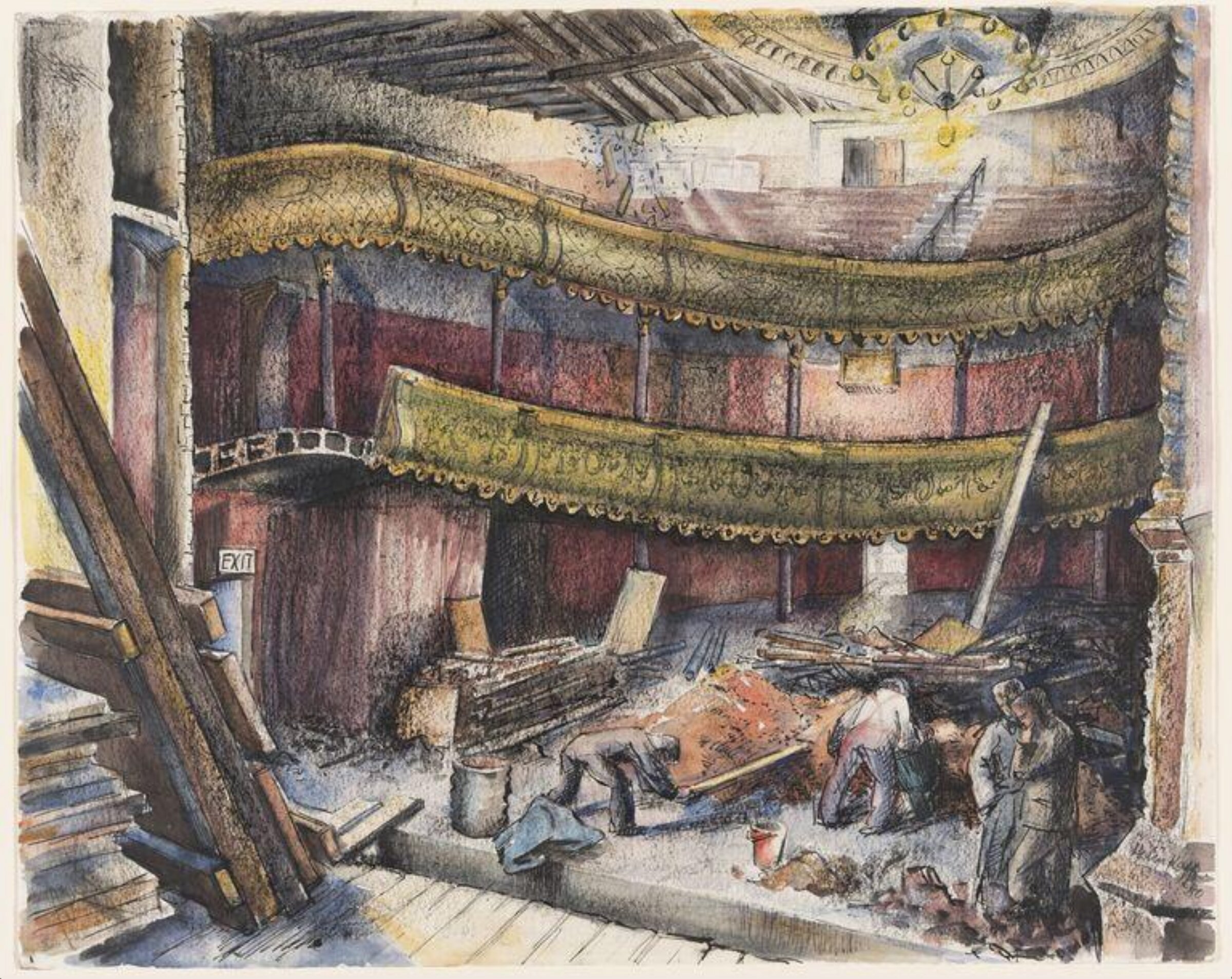 Demolishing the interior The Old Vic, Helen Kapp, 1950
