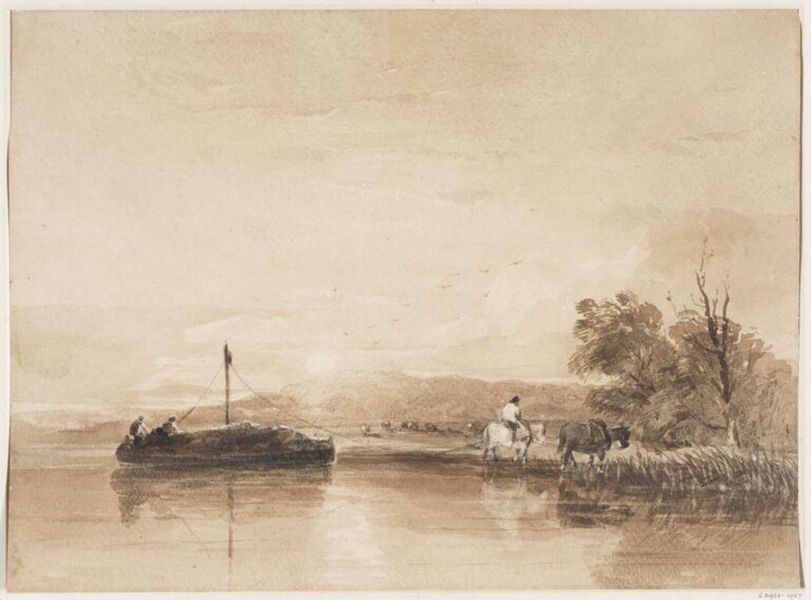 Landscape with a Setting Sun, David Cox, ca. 1800-59