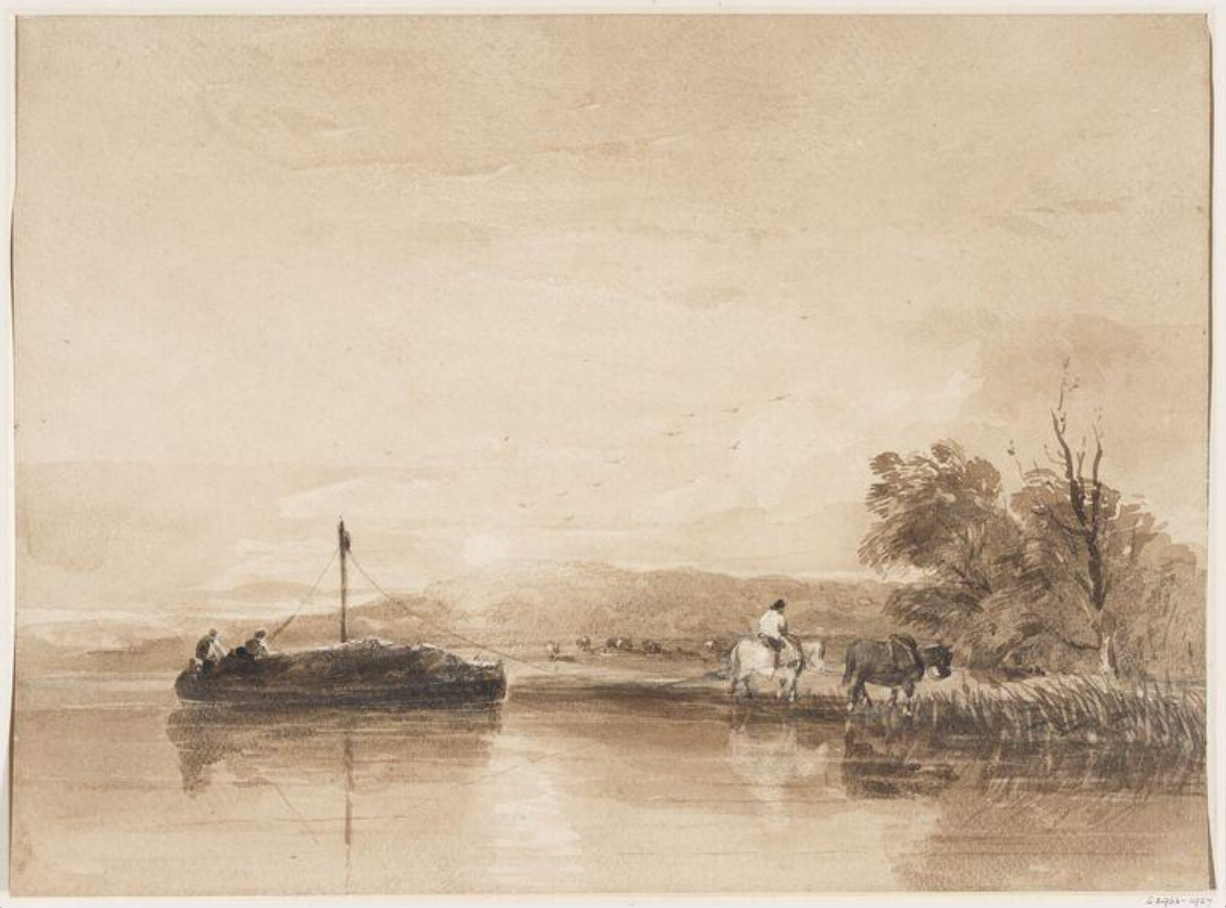Landscape with a Setting Sun, David Cox, ca. 1800-59
