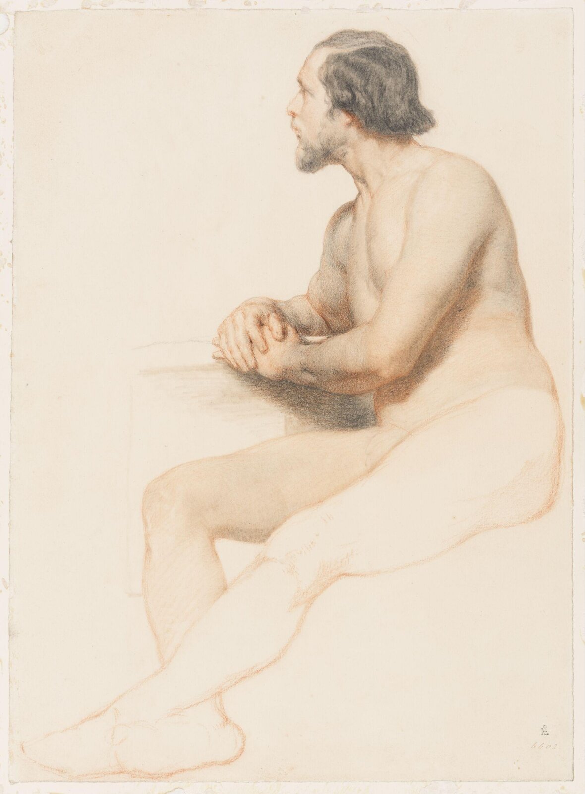 Life study in chalk, William Mulready, mid 19th century