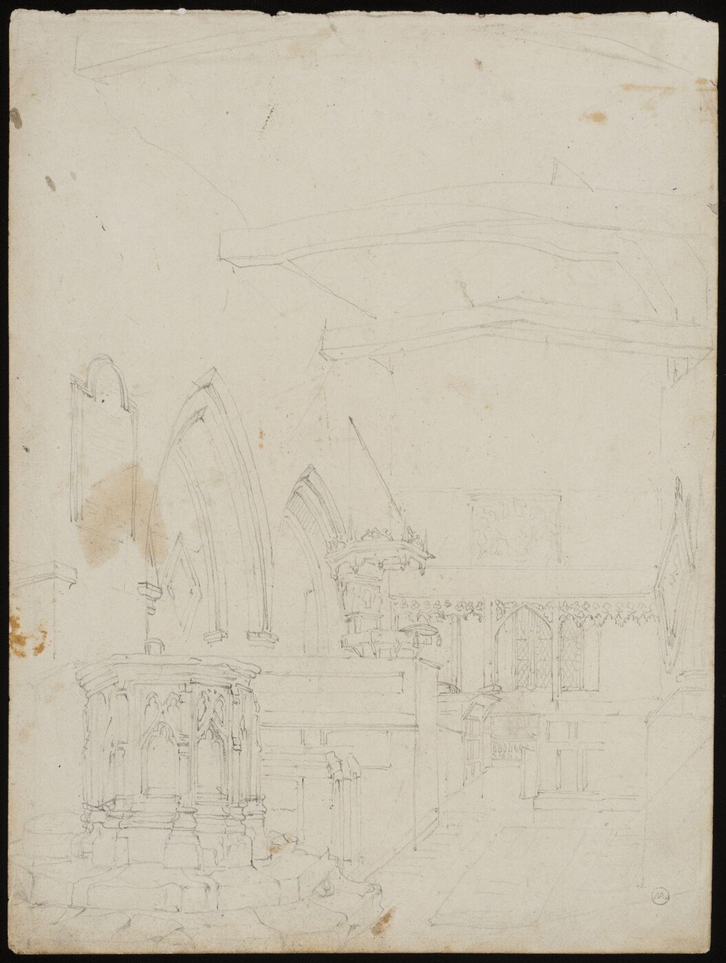 John Frederick Lewis, Rough sketch of the interior of a church