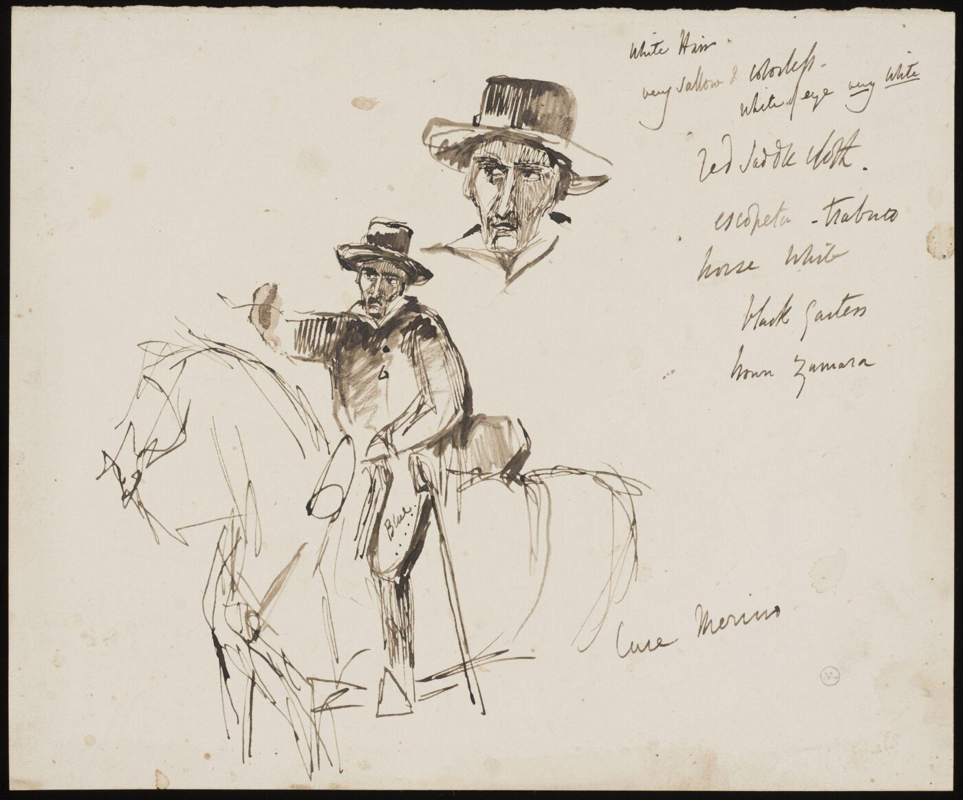 John Frederick Lewis, Rough sketch of Jerónimo Merino Cob, also known as Cura Merino