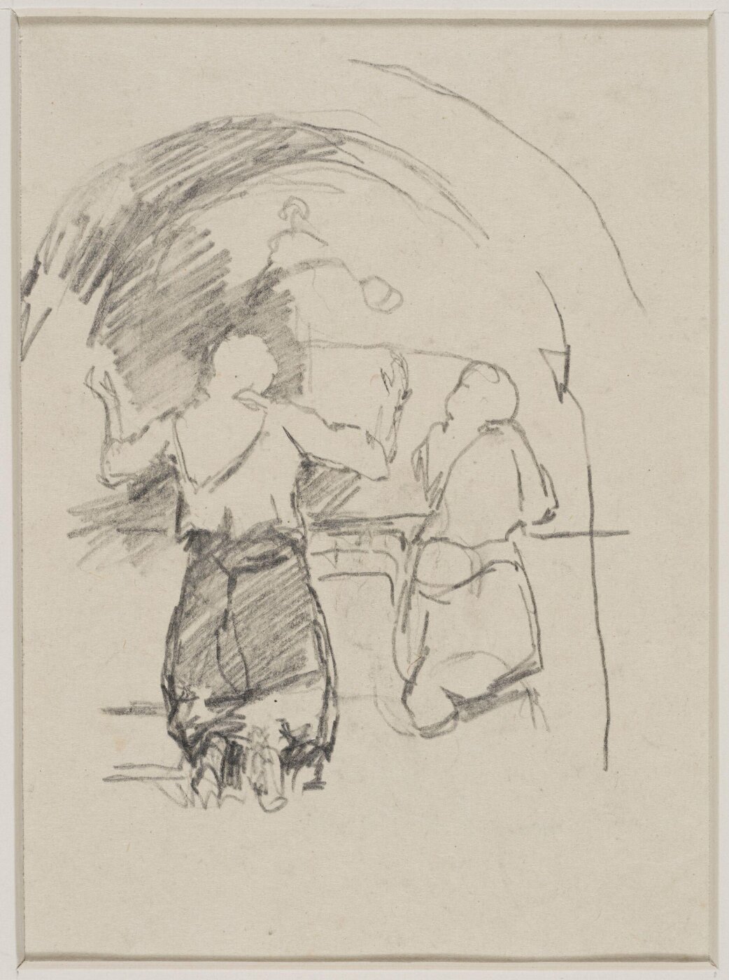 John Frederick Lewis, Rough sketch of women at a shrine[?]. On back, another rough sketch