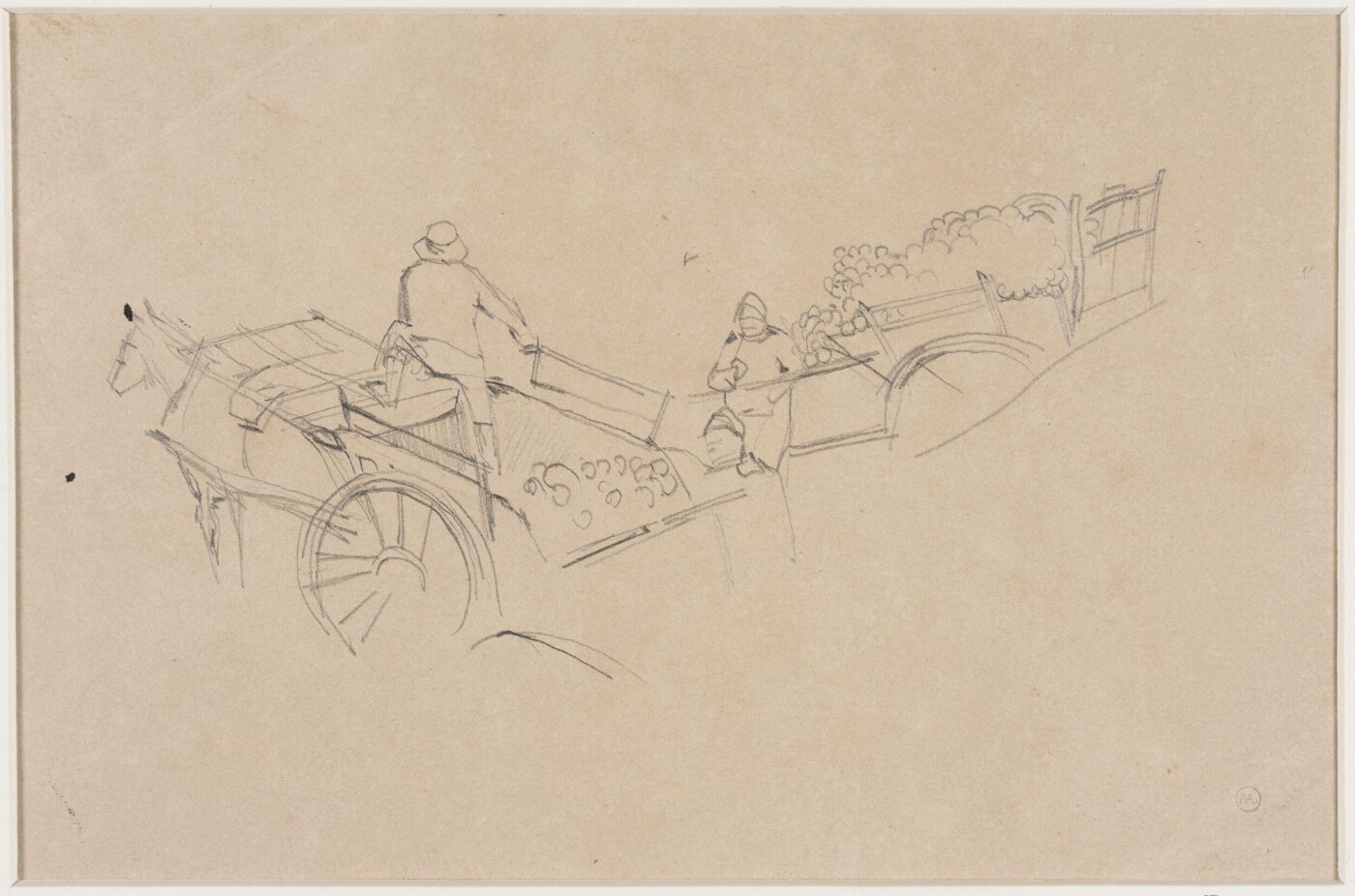 John Frederick Lewis, Rough sketches of two horses and carts