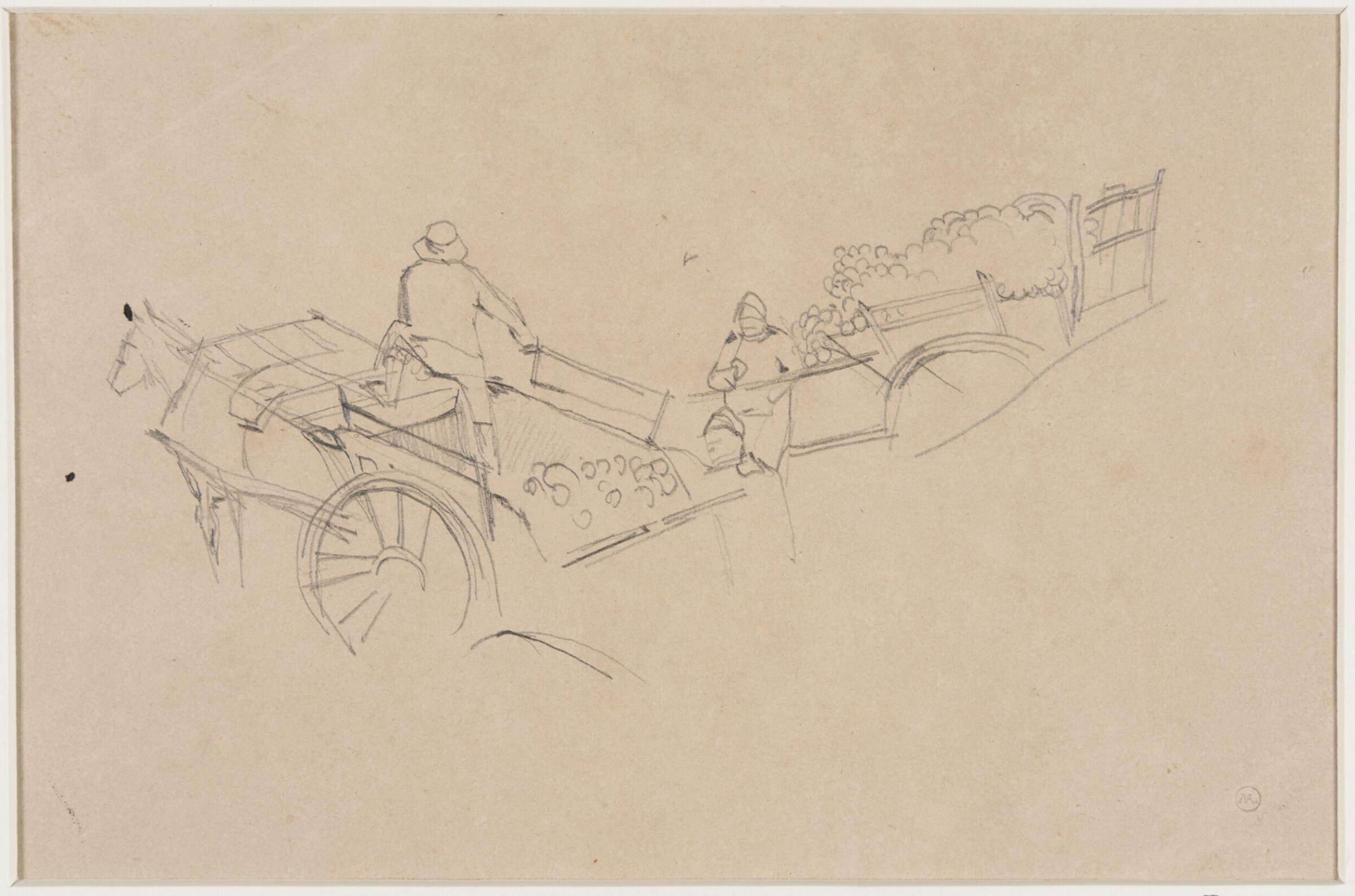 Rough sketches of two horses and carts, John Frederick Lewis, 1825-1830